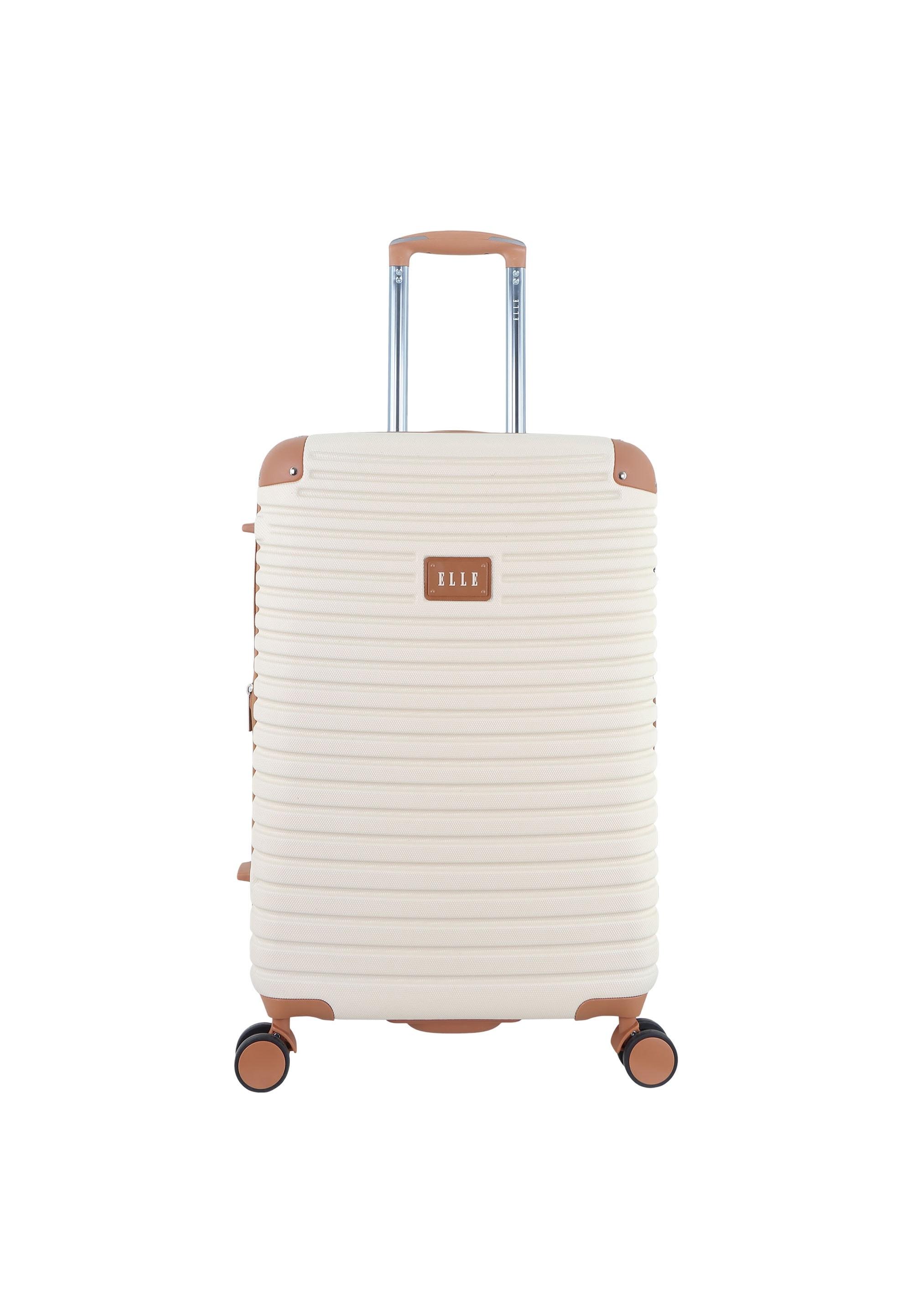 Koffer ELLE "Glam", Gr. B/H/T: 44cm x 67cm x 28cm, beige (beige, braun), Koffer, aus robustem ABS-Material