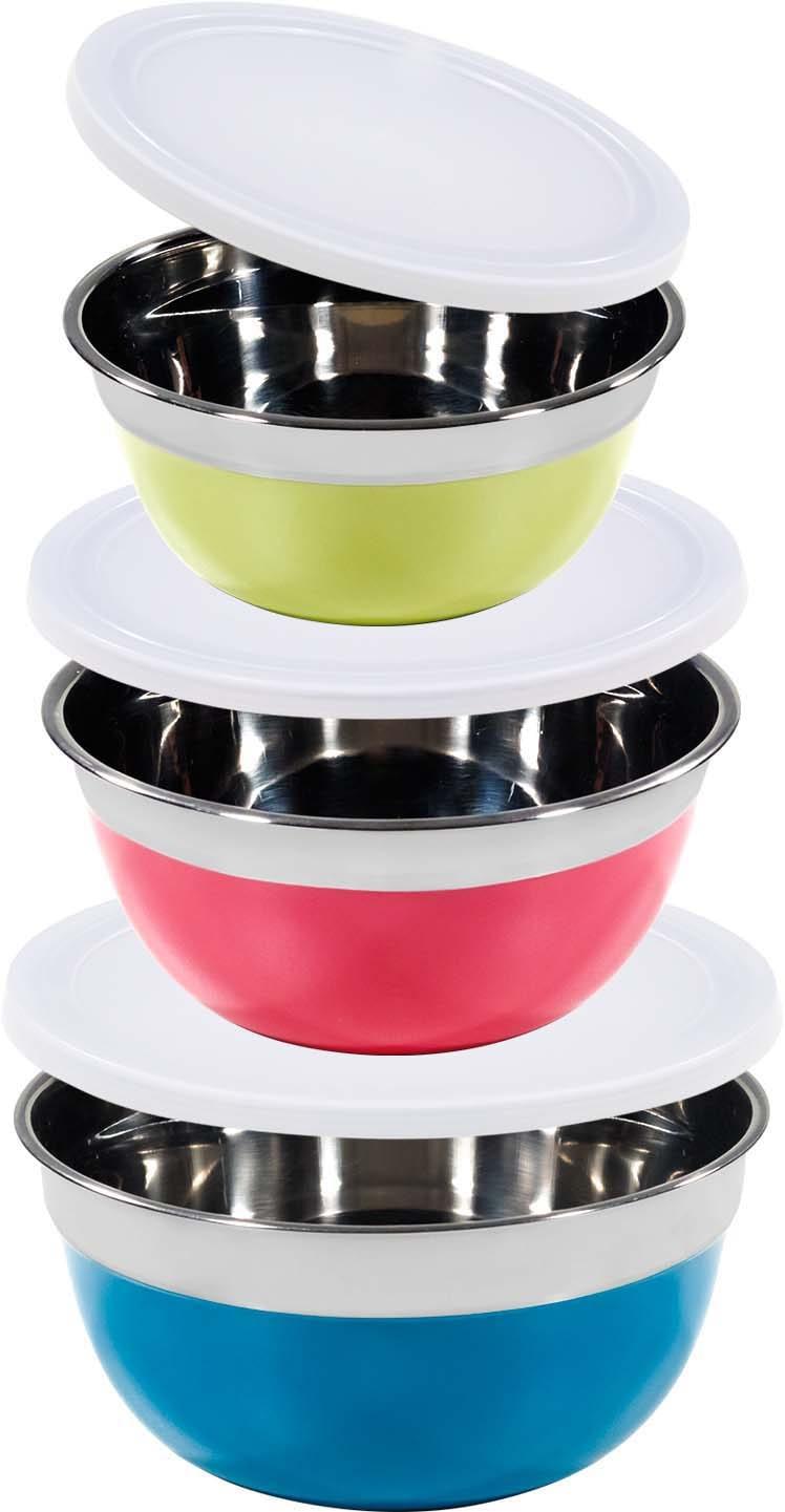 Schüssel KING “AROMI”, bunt (blau, grün, rosa), Edelstahl, Schüsseln, Schüssel, ineinander stapelbar