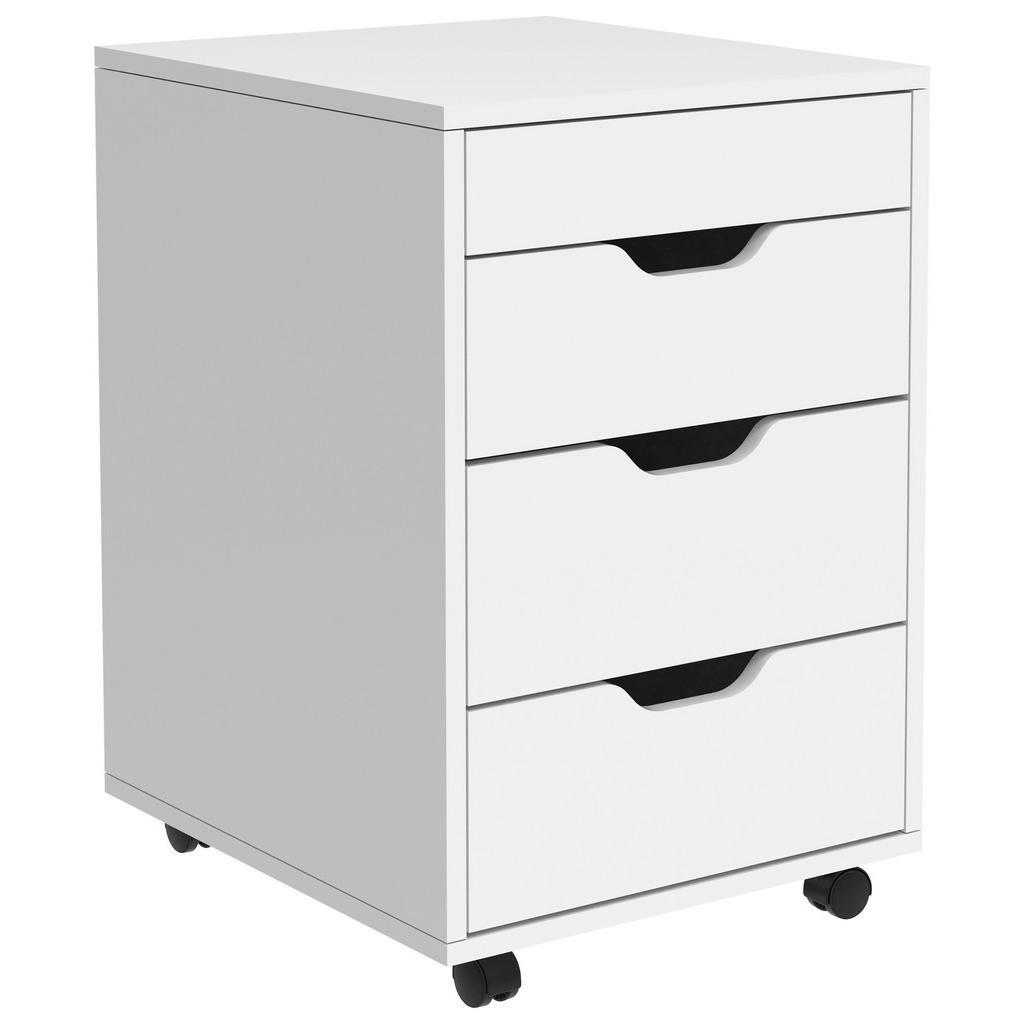 Carryhome Rollcontainer, Weiß, Holzwerkstoff, 4 Schublade(n) Schubladen, 40x66.5x45 cm, Büromöbel, Büromöbel-Sets & Büromöbel-Serien,