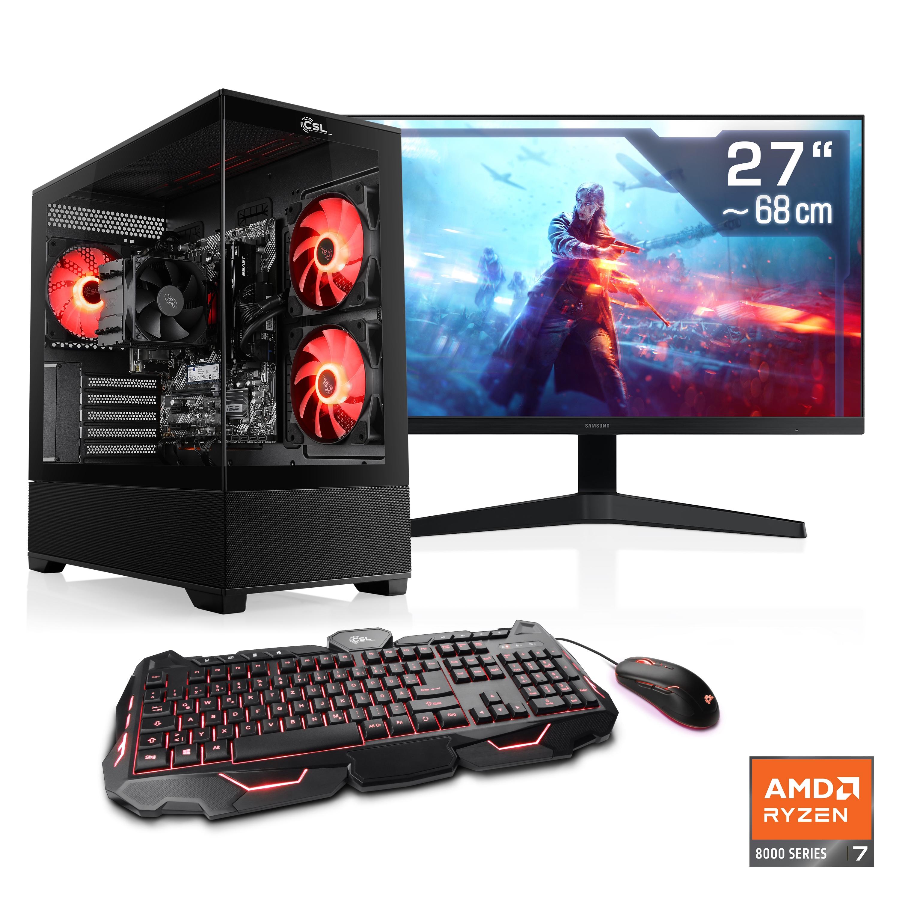 CSL Gaming-PC-Komplettsystem “AeroVision V24438”, Energieeffizienz: E (A-G), schwarz, Microsoft Windows 11 Home (64 Bit), 16 GB RAM 500 GB