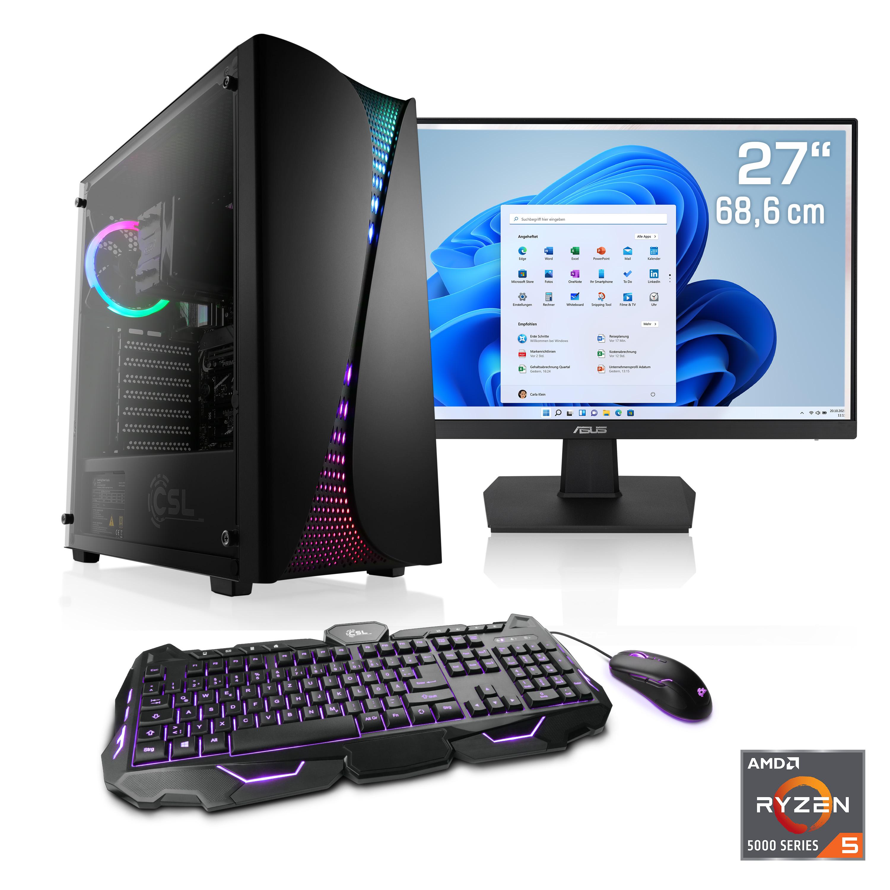 CSL Gaming-PC-Komplettsystem “Levitas V26320”, Energieeffizienz: A (A-G), schwarz, Microsoft Windows 11 Home (64 Bit), 32 GB RAM 1.000 GB