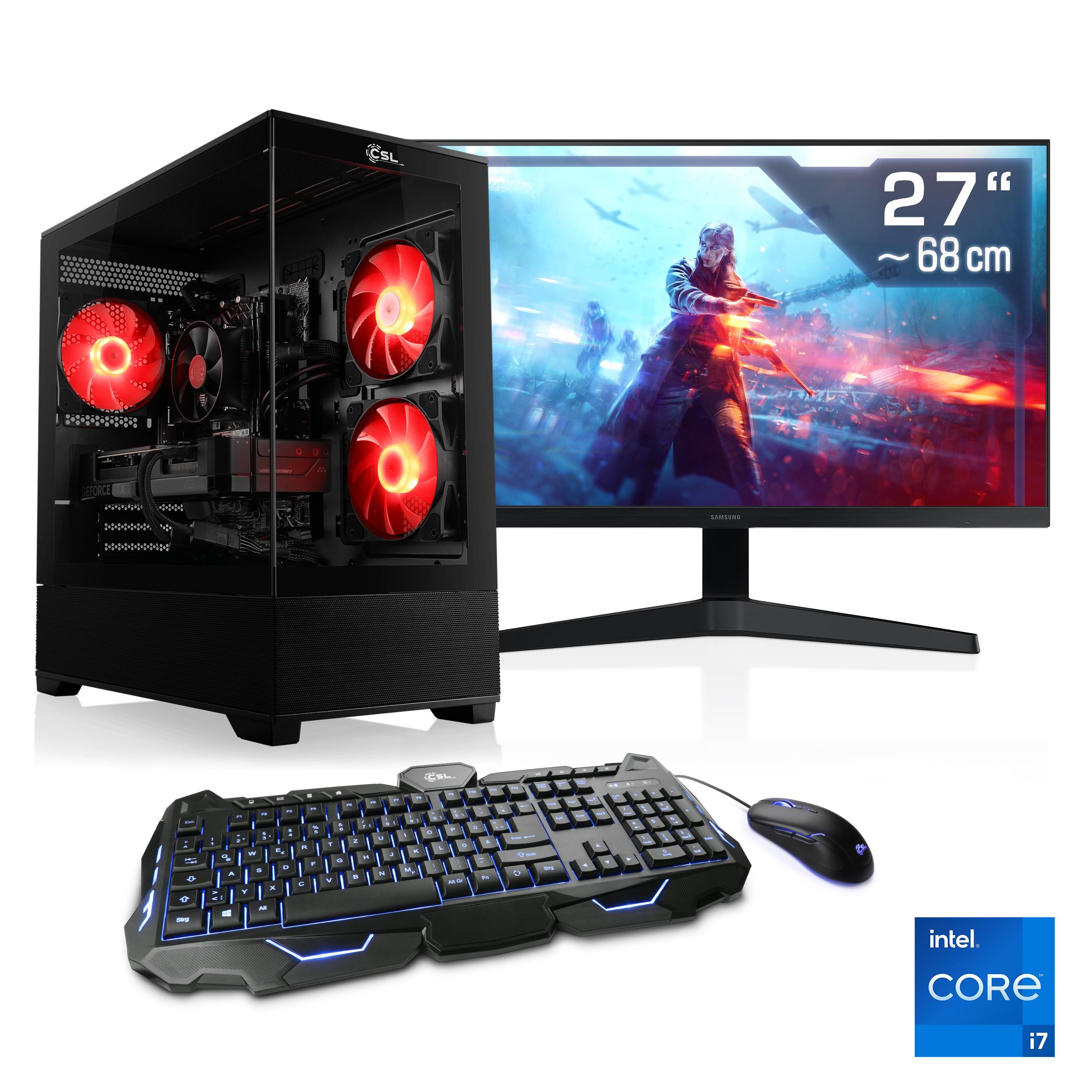 CSL Gaming-PC-Komplettsystem “AeroVision V24383”, Energieeffizienz: E (A-G), schwarz, Microsoft Windows 11 Home (64 Bit), 16 GB RAM 500 GB
