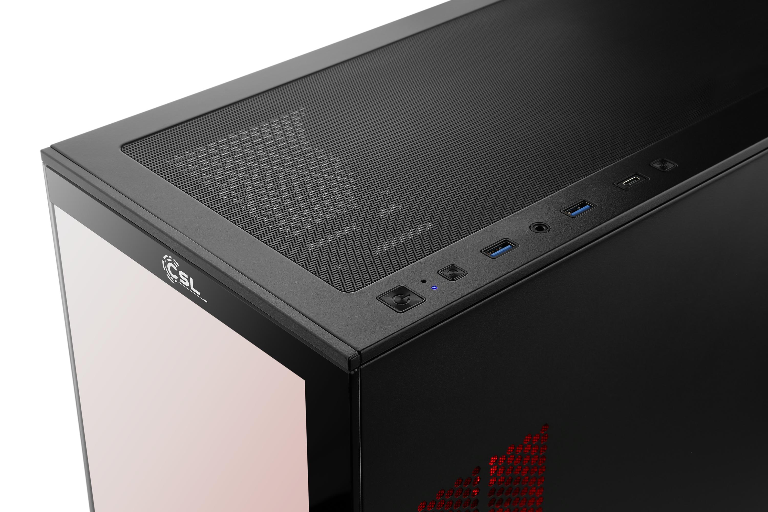 CSL Gaming-PC-Komplettsystem “AeroVision V24404”, Energieeffizienz: E (A-G), schwarz, Microsoft Windows 11 Home (64 Bit), 16 GB RAM 500 GB