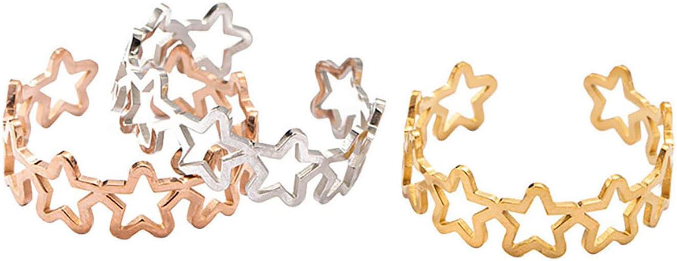 Ring-Set FIRETTI "Multipack Schmuck Geschenk Damenring Sterne", rosa (gelbgoldfarben, weißgoldfarben, roségoldfarben), Fingerringe, Damen, 3 g,