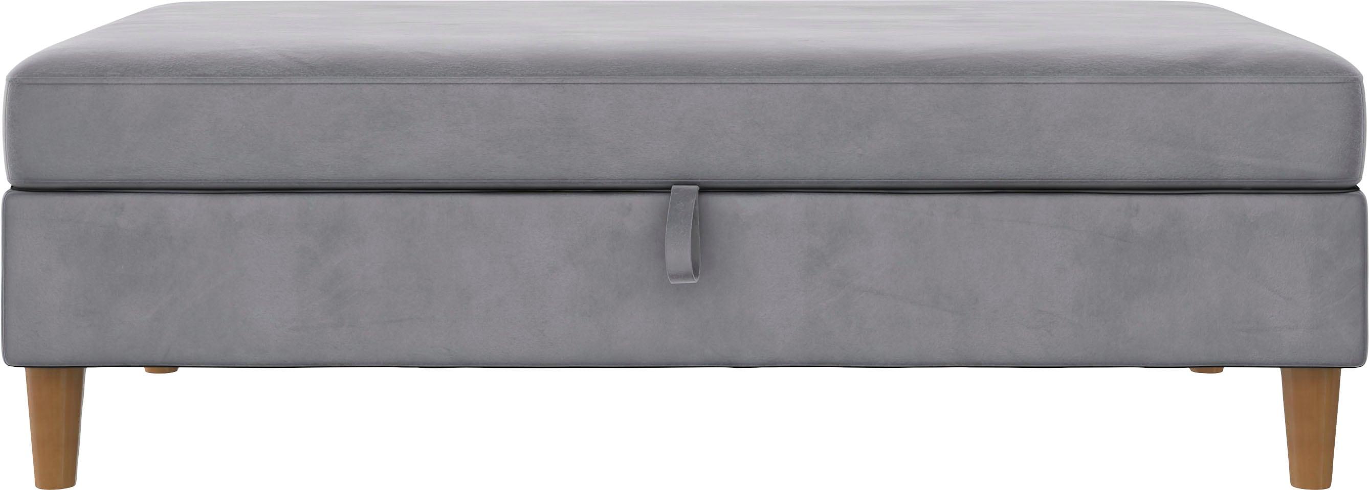 Stauraumhocker DOREL HOME "Lilly", grau (hellgrau), B:130cm H:43cm T:69cm, Hocker, mit Stauraum, frei in Raum stellbar, Sitzhöhe 43 cm