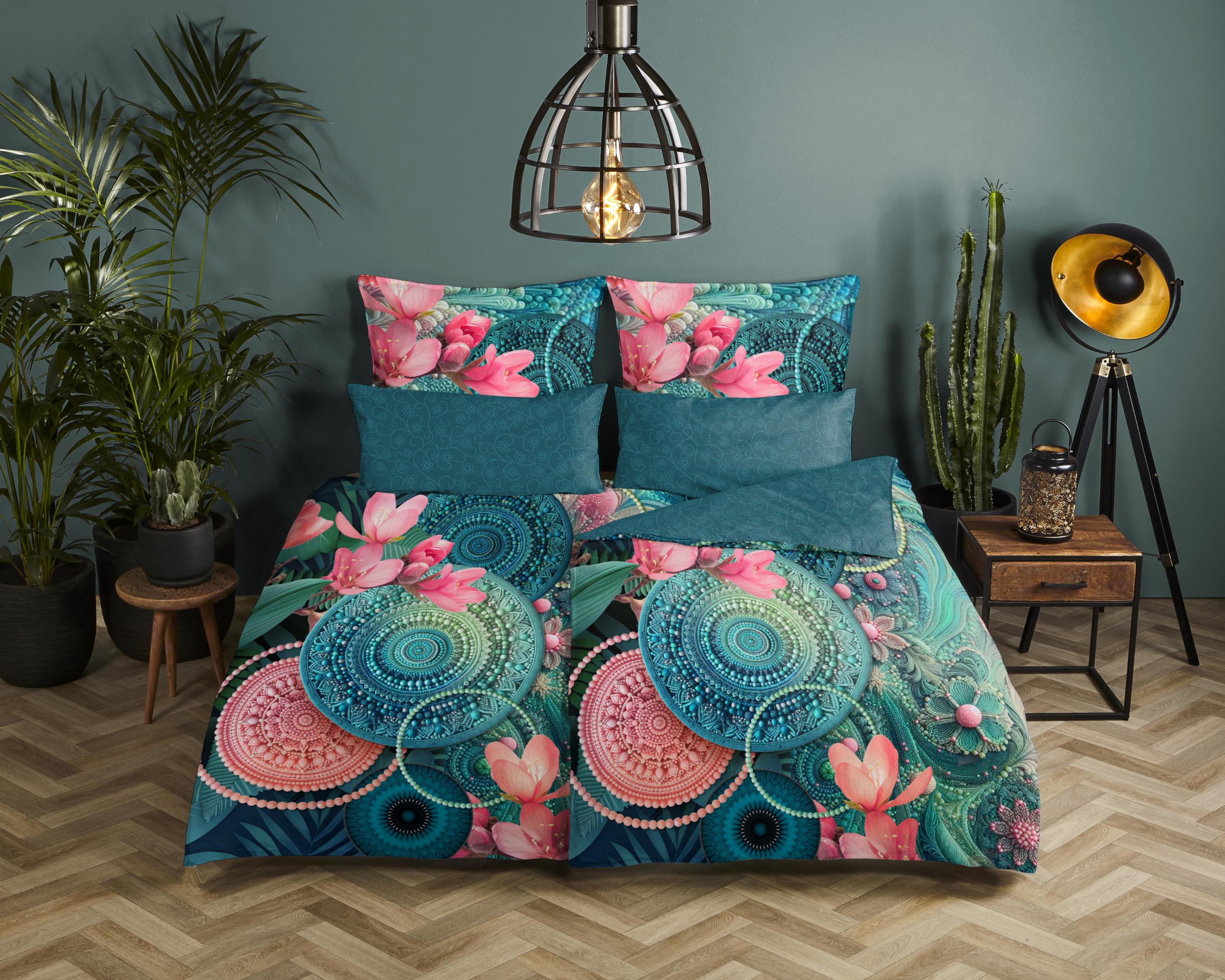 Kissenhülle HIP "Zarha", petrol, B:80cm H:1cm L:40cm, Baumwolle, Obermaterial: 100% Baumwolle, Kissenbezüge, Baumwolle, Mako-Satin, 40x80, 1 Stück, Re