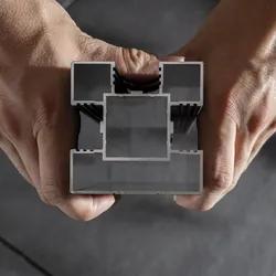 Zaun STAKET PRO, grau (anthrazit), Pfosten: 3 Stk., Aluminium, Glas, Zaunelemente, Glaszaun, Gesamtlänge: 2,212 m, 3 Pfosten