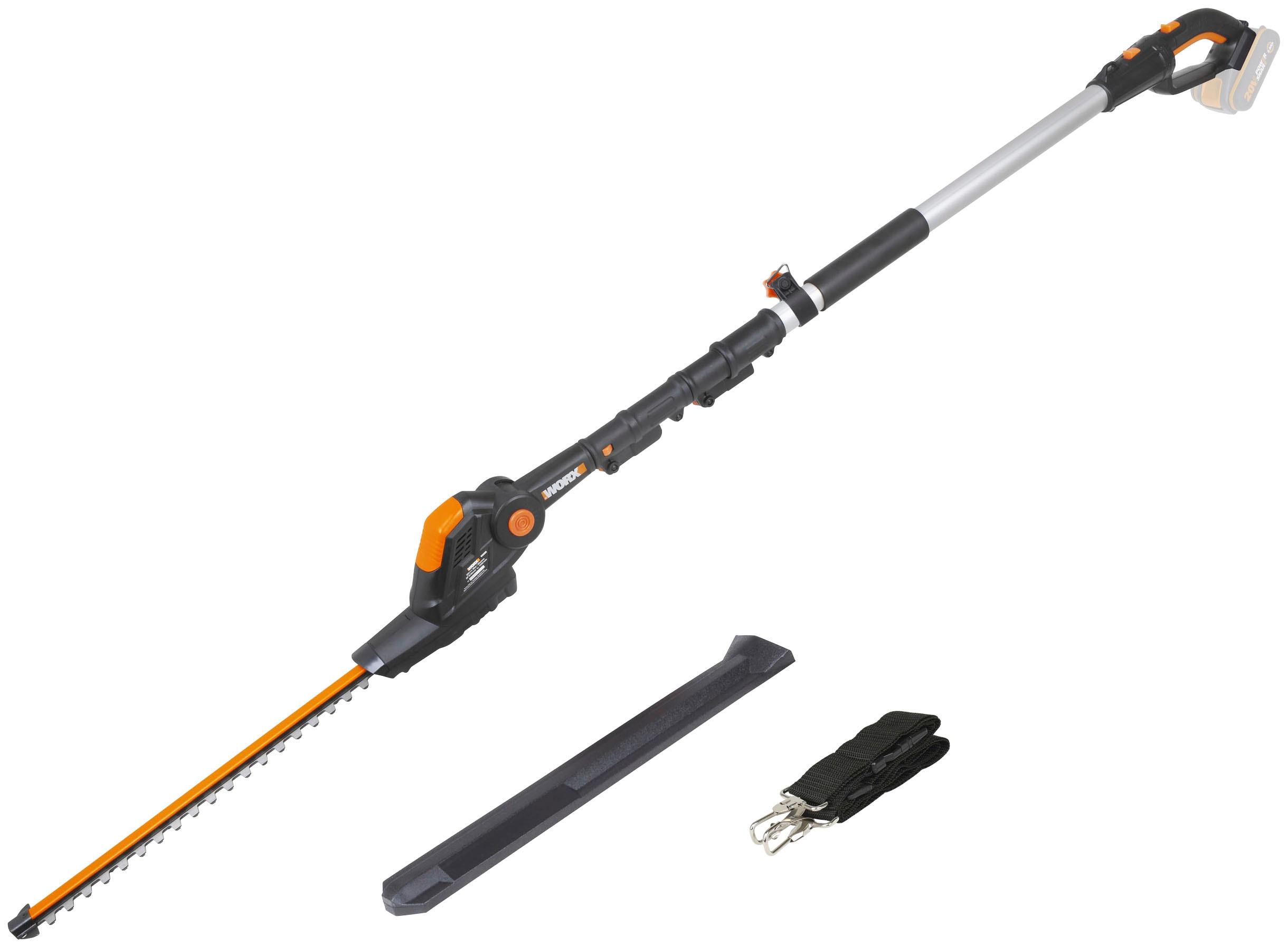 Akku-Heckenschere WORX “20V WG252E.9, Teleskopstiel 3,6m, 45cm”, schwarz, Gartenscheren-Maschinen, Mit längenverstellbaren Teleskopstiel