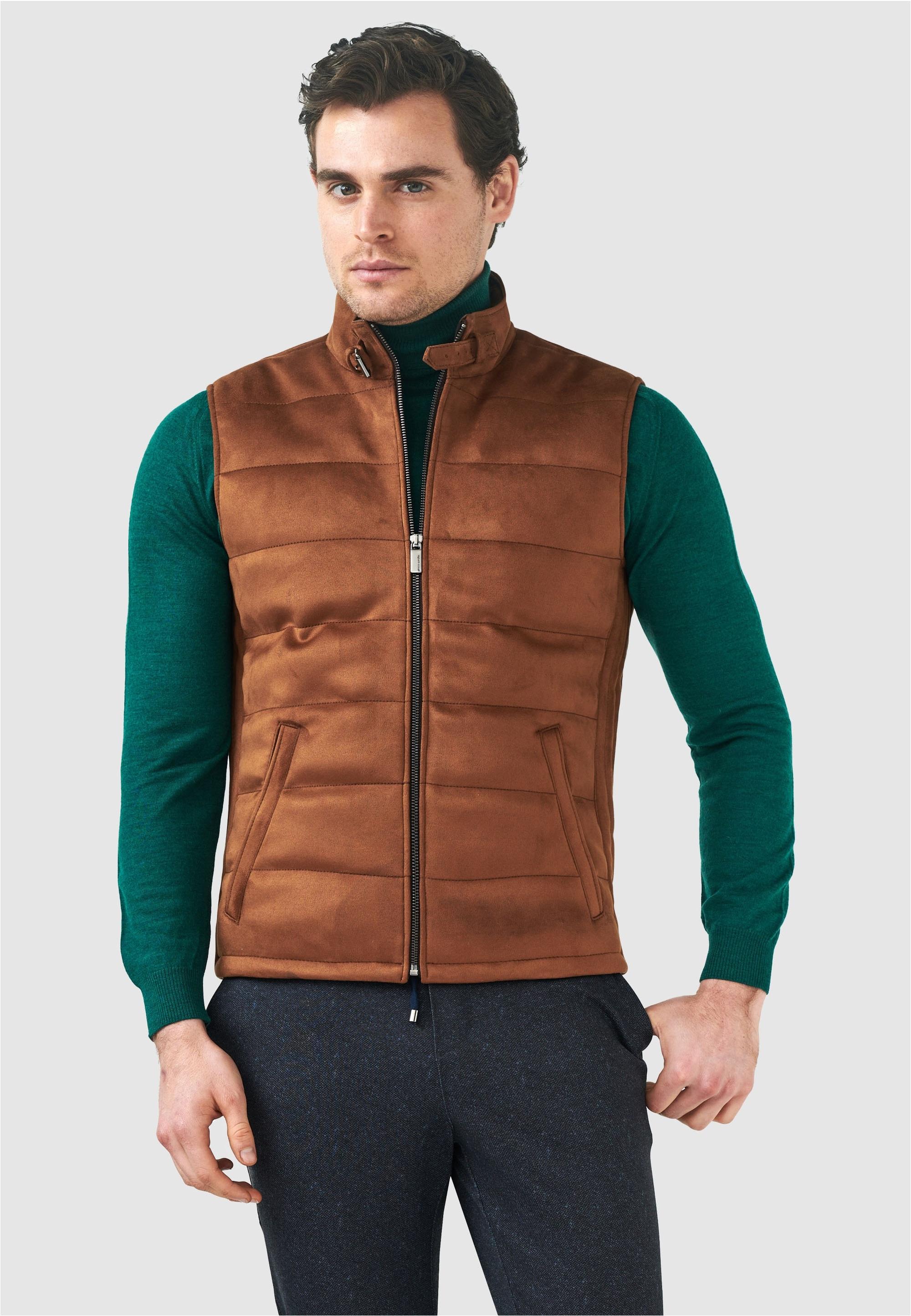 Steppweste PIERRE CARDIN, Herren, Gr. M, braun, 100% Lederimitat, normal, Westen Steppweste, Mit Frontreißverschluss