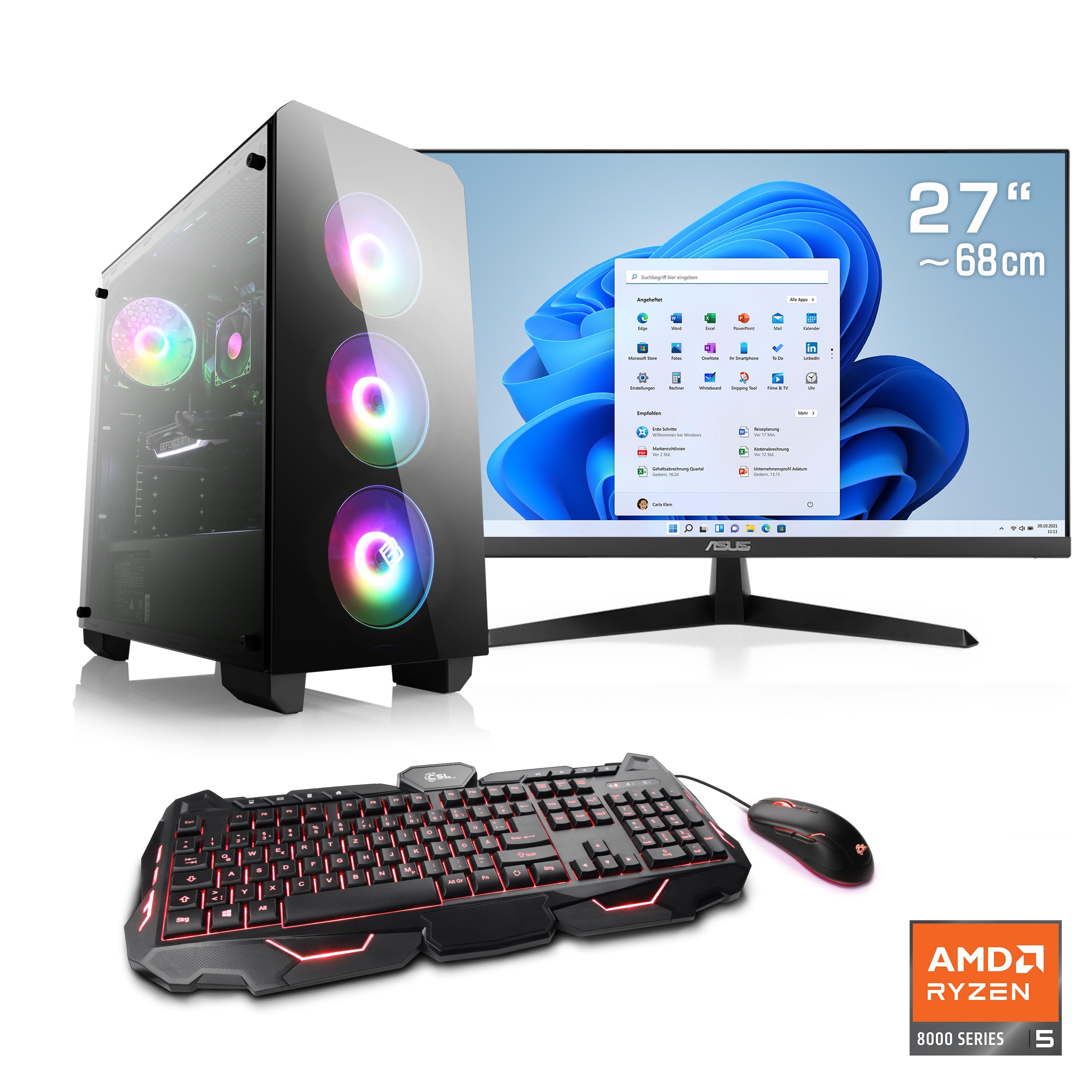CSL Gaming-PC-Komplettsystem “Theseus V24659”, Energieeffizienz: D (A-G), schwarz, Microsoft Windows 11 Home (64 Bit), 32 GB RAM 1.000 GB