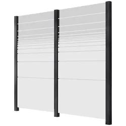 Zaun STAKET PRO, grau (anthrazit), Pfosten: 3 Stk., Aluminium, Glas, Zaunelemente, Sicht- und Windschutz: Glaszaun mit zwei Gläsern zum Einbetonieren