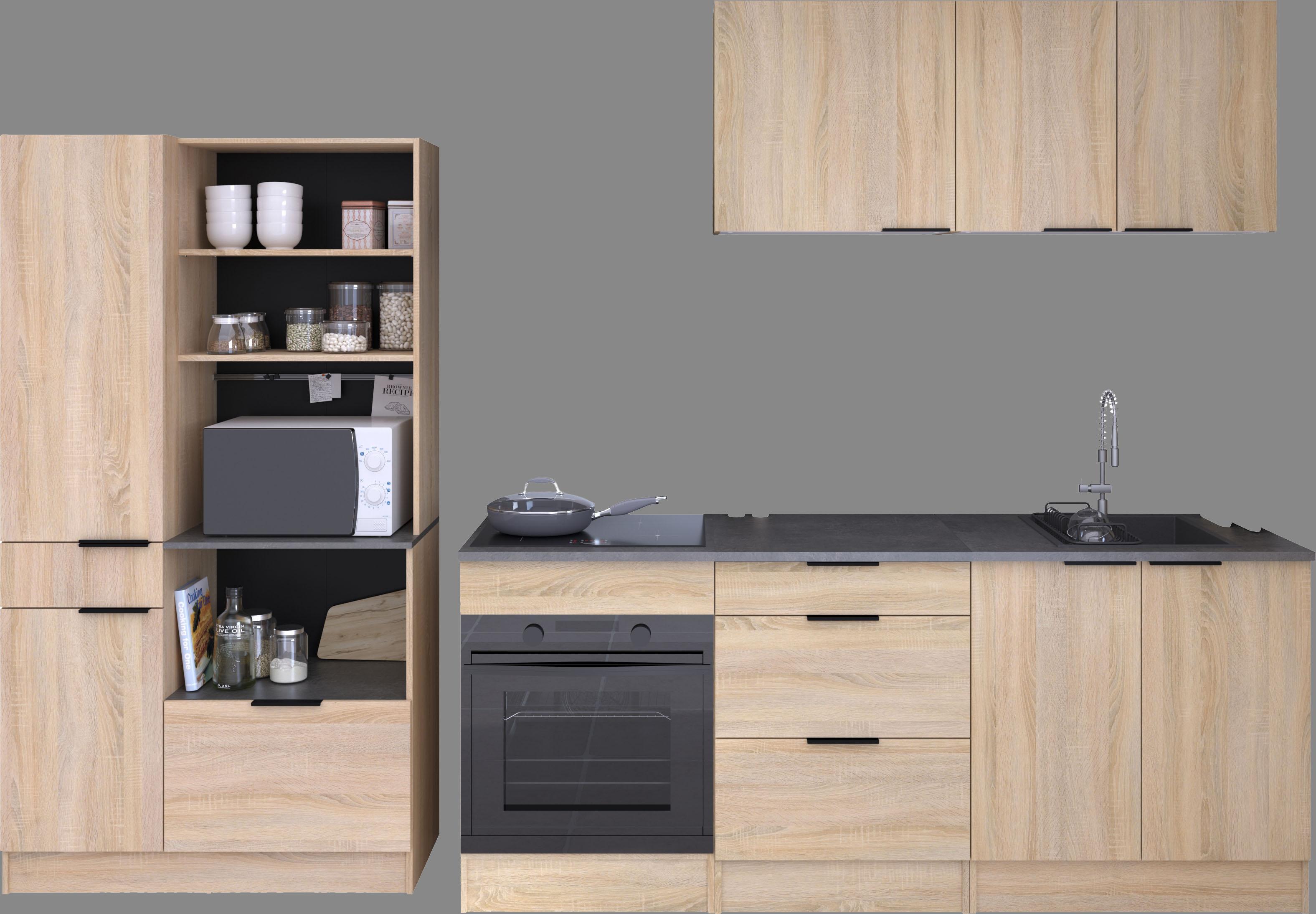 Schrank-Set PARISOT "Breite 300 cm, ohne E-Geräte", grau (eiche), Kastenmöbel-Sets