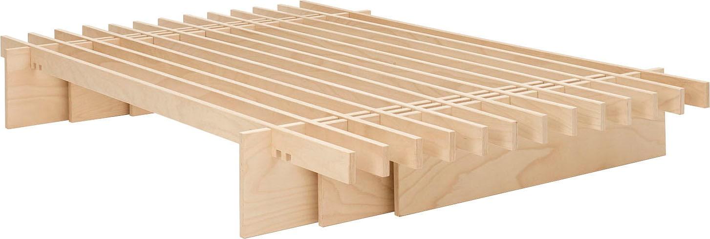 Bett TOJO "parallel L", beige (natur), B:138cm H:25cm L:205cm, Betten, Bett, einfache Montage ohne Werkzeug, in verschiedenen Breiten