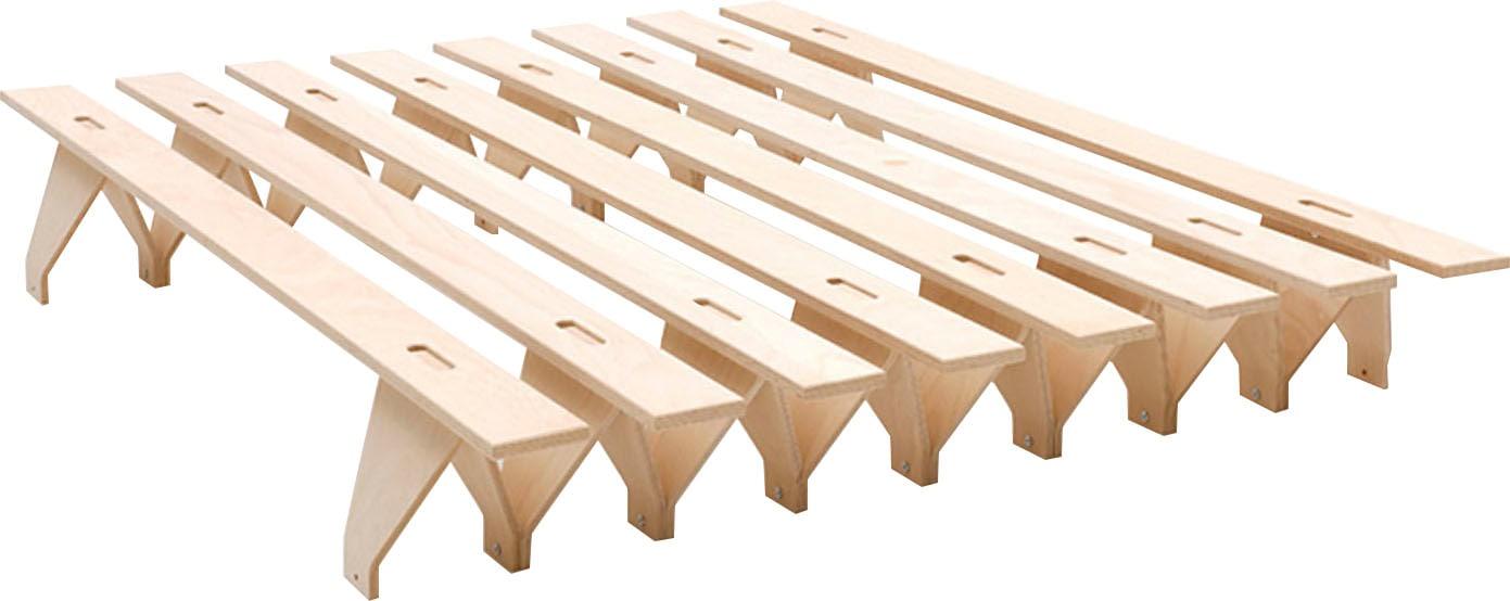 Bett TOJO "lieg", beige (natur), B:153cm H:27cm L:195cm, Betten, Bett, reduziertes Design, in mehreren Breiten, erweiterbar zum Familienbett