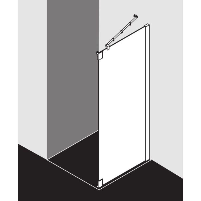 Kermi Pasa XP Seitenwand f Pendeltür 1-fl. und Festfeld PXTFR090201AK 90x200cm, silber mattglanz, ESG klar, rechts, auf Duschwanne