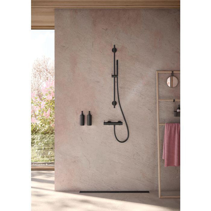 Herzbach MODUL7 seven round Dusch-Wandstange 11.965900.1.12 100cm, stufenlos verstellbar, schwarz matt