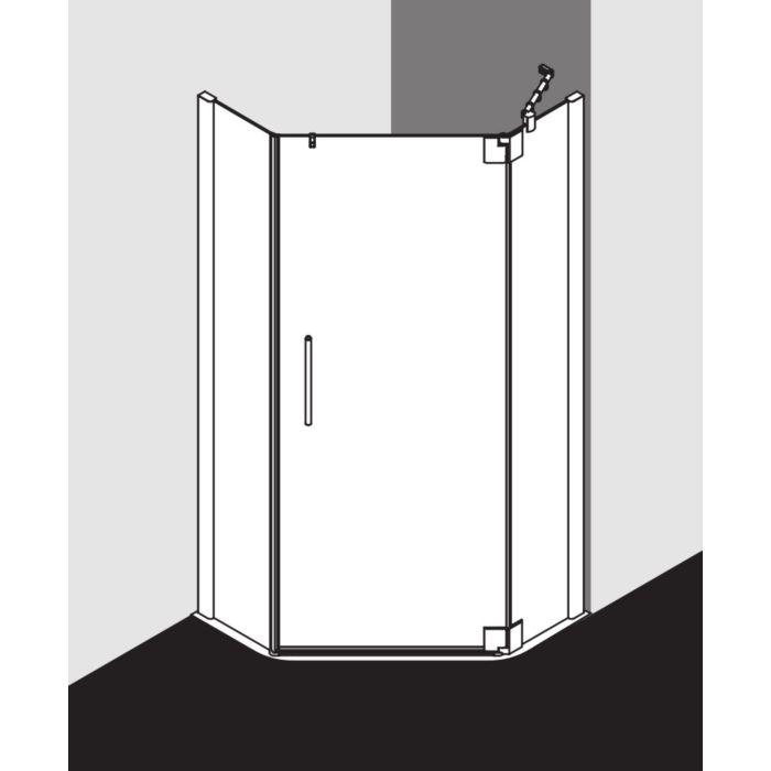 Kermi Pasa XP Fünfeck-Duschkabine Pendeltür PXR53100181UK 100x100x185cm, silber mattglanz, ESG SR Opaco, rechts