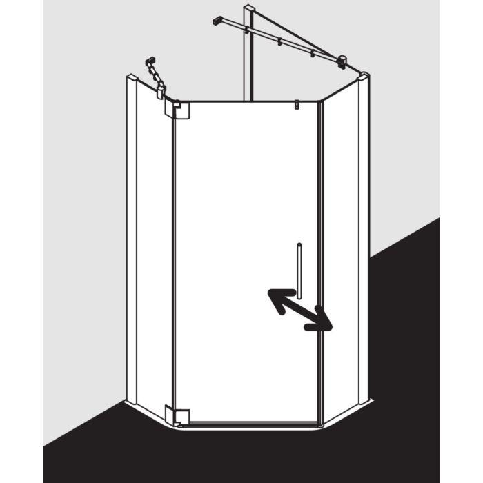 Kermi Pasa XP Fünfeck-Duschkabine Pendeltür PXL4309018VPK 90x90x185cm, silber hochglanz, ESG klar Clean, links