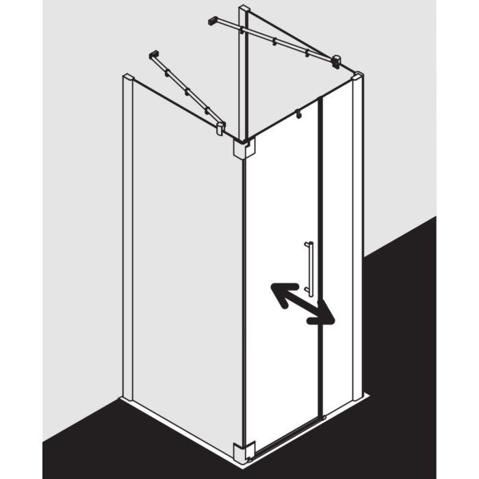 Kermi Pasa XP Pendeltür 1-fl. u Festfeld für Seitenwand PX1FR10018VYK 100x185cm, silber glanz, ESG SR OpacoClean, rechts, auf Duschwanne