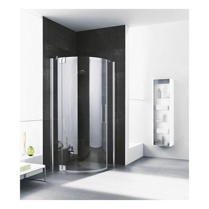 Kermi Pasa XP Viertelkreis-Schwingtür PX50L100181AK 100x100x185cm, Radius 50cm, silber mattglanz, ESG klar, links