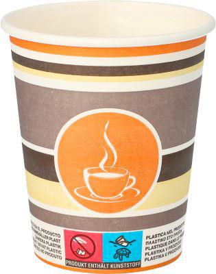 Trinkbecher Papstar To Go, Einweg, 0,2 l, Ø 90 x H 92 mm, FSC®-zertifiziert, Pappe, farbig, 50 Stück