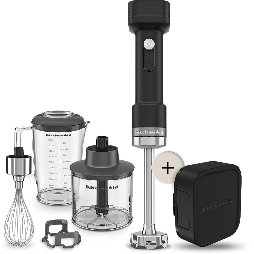 KITCHENAID Stabmixer “5KHBRV75BM”, schwarz (matt schwarz), B:7cm H:41cm T:7,9cm, Mixer, mit Akku