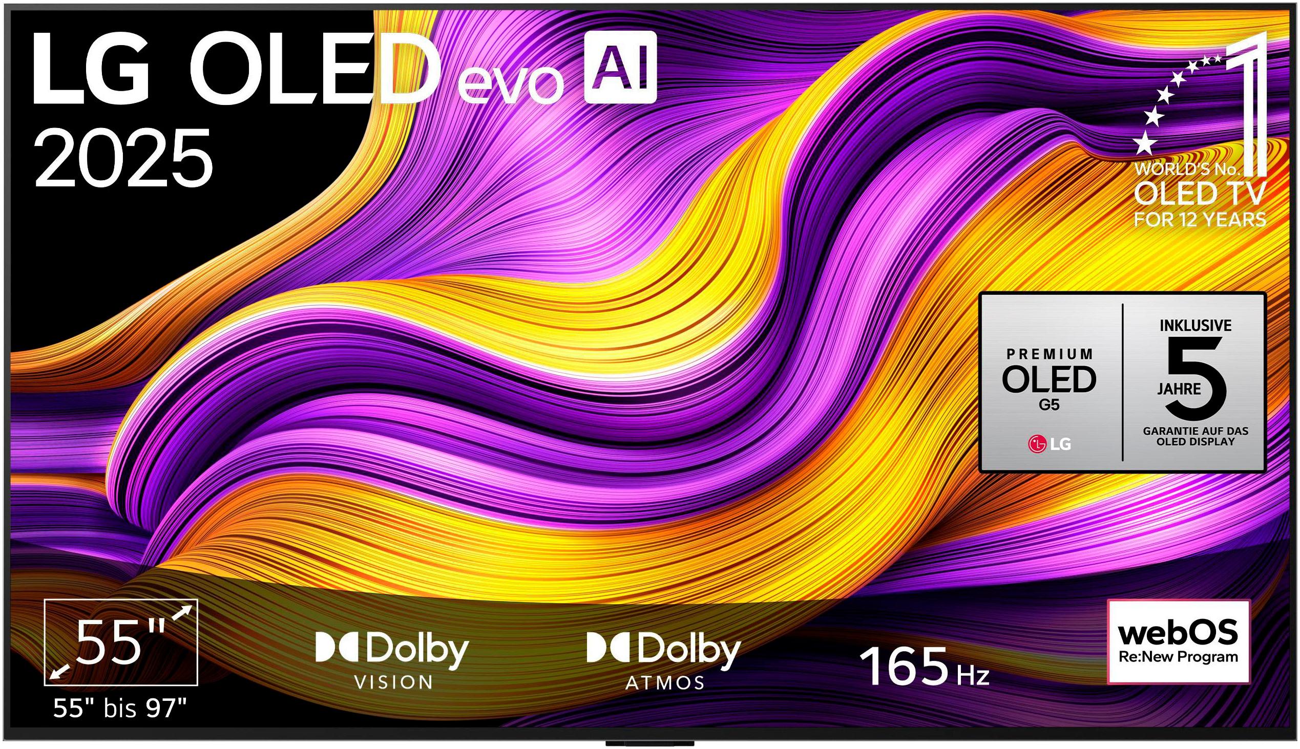 LG OLED-Fernseher “OLED55G57LW”, Energieeffizienz: E (A-G), schwarz (silber, schwarz), 55 ″, Fernseher, Topseller
