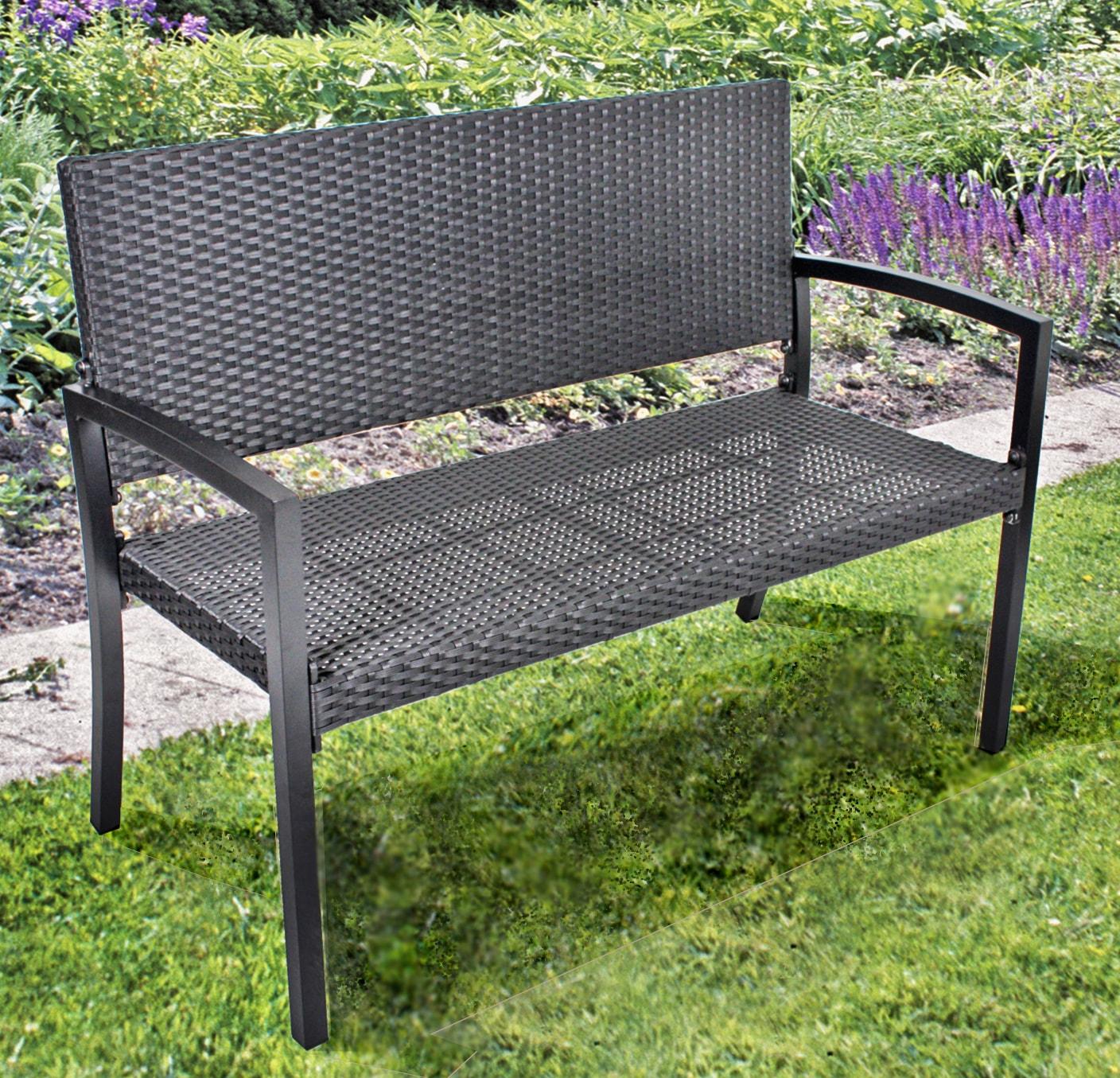 Gartenbank GARDEN PLEASURE "SANREMO", schwarz, B:116cm H:87cm T:60cm, Metall, Sitzbänke, Gartenbank