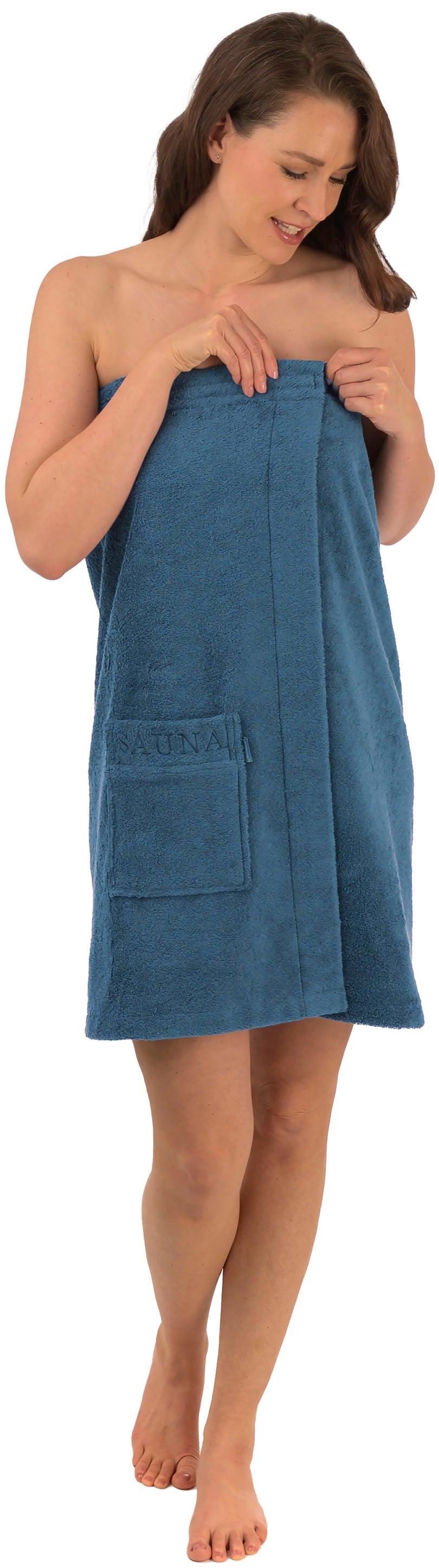 Kilt WEWO FASHION "9537T", blau (jeans), L:75cm, Frottier, Hausmäntel, schlingenfest