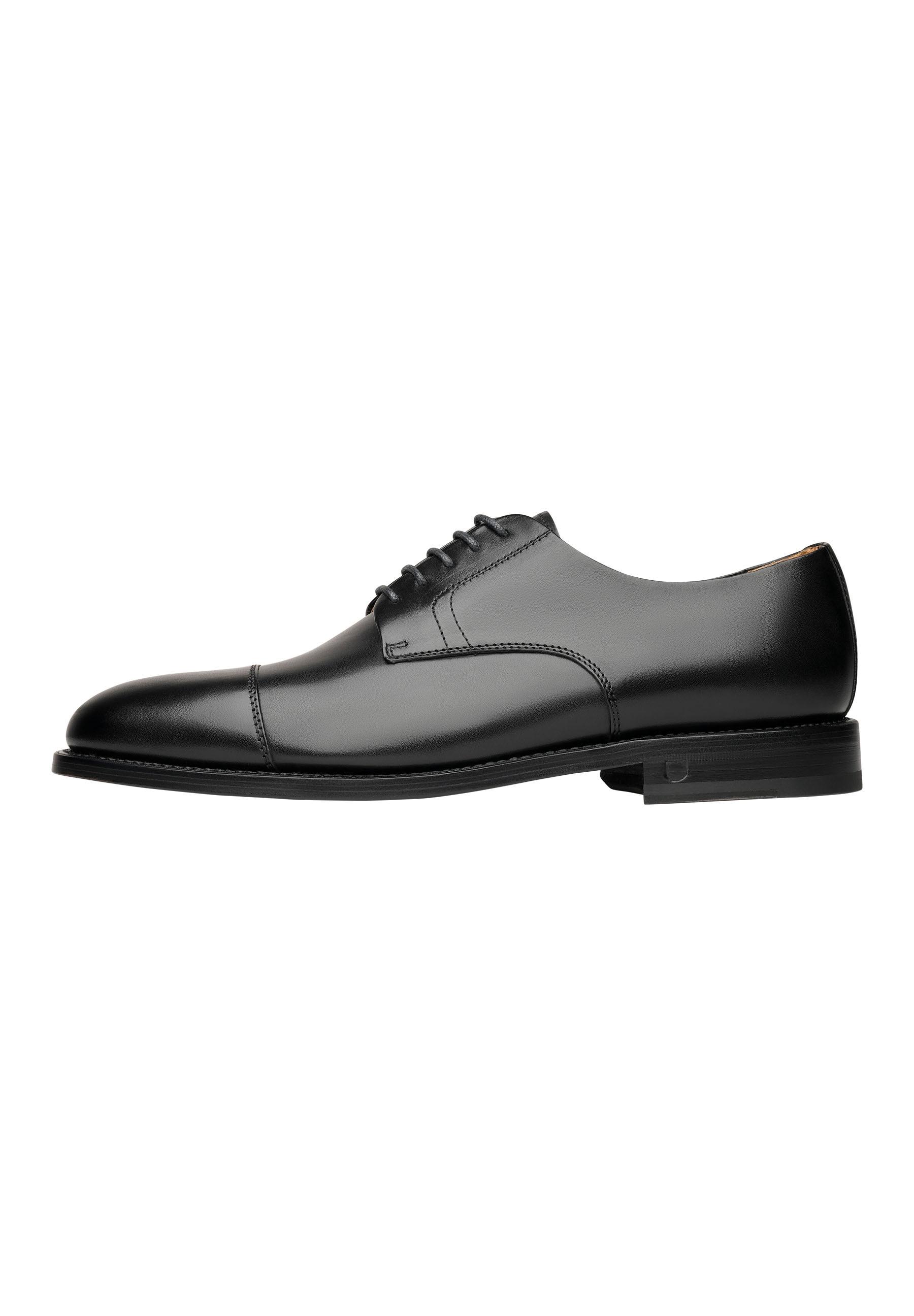 Schnürschuh HENRY STEVENS "Winston CD Businessschuh", Herren, Gr. 39,5, Leder, schwarz, Schuhe Schnürschuh, Herren Halbschuhe Leder handgefertigt,