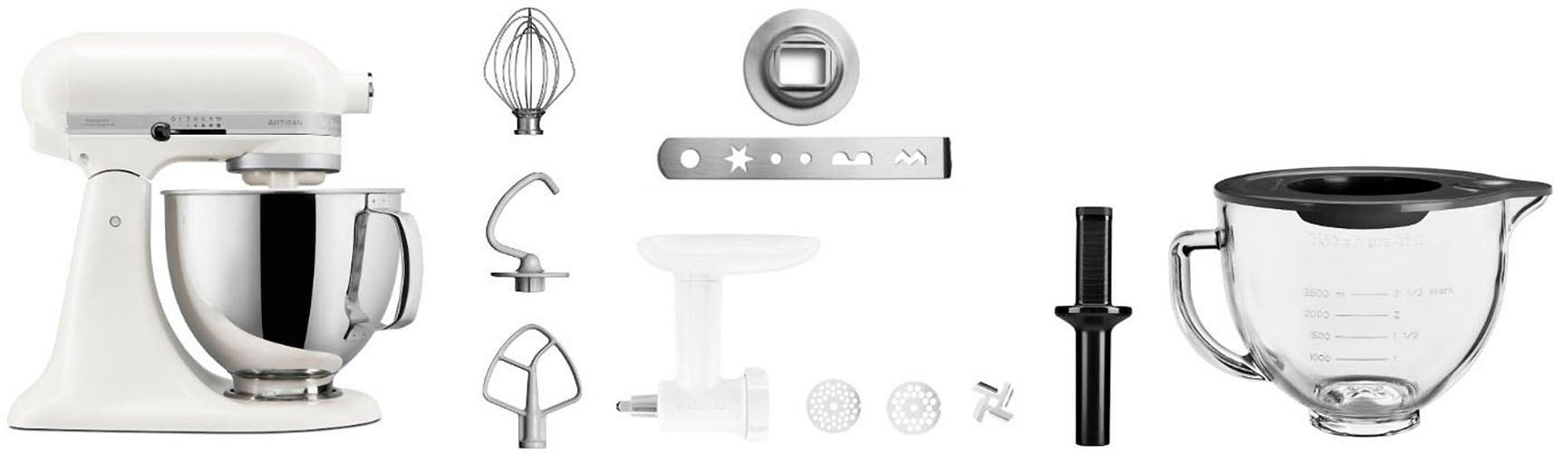KITCHENAID Küchenmaschine “5KSM125EPL”, weiß (porzellan), B:2,1cm H:34,3cm T:33,8cm, Küchenmaschinen, Set aus Küchenmaschine mit