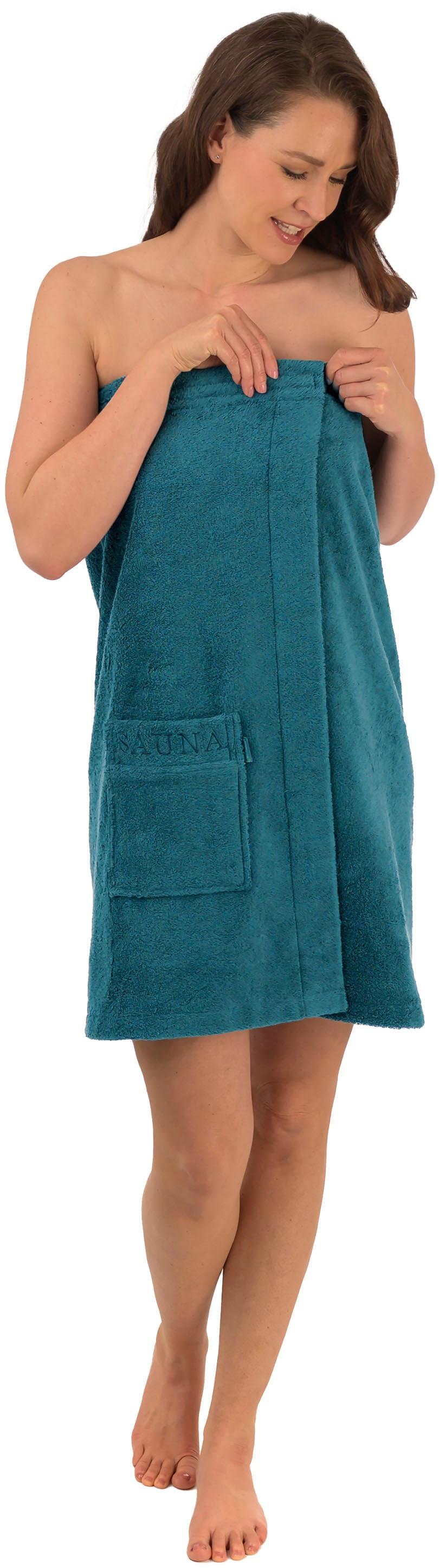 Kilt WEWO FASHION "9537T", blau (petrol), L:75cm, Frottier, Hausmäntel, schlingenfest
