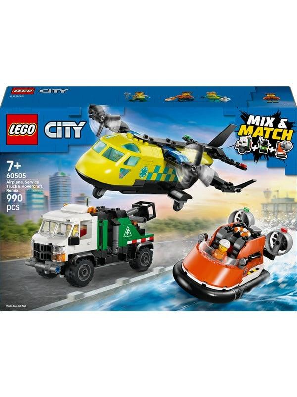 LEGO Kombinationsset mit Flugzeug, Wartungsfahrzeug und Luftkissenboot