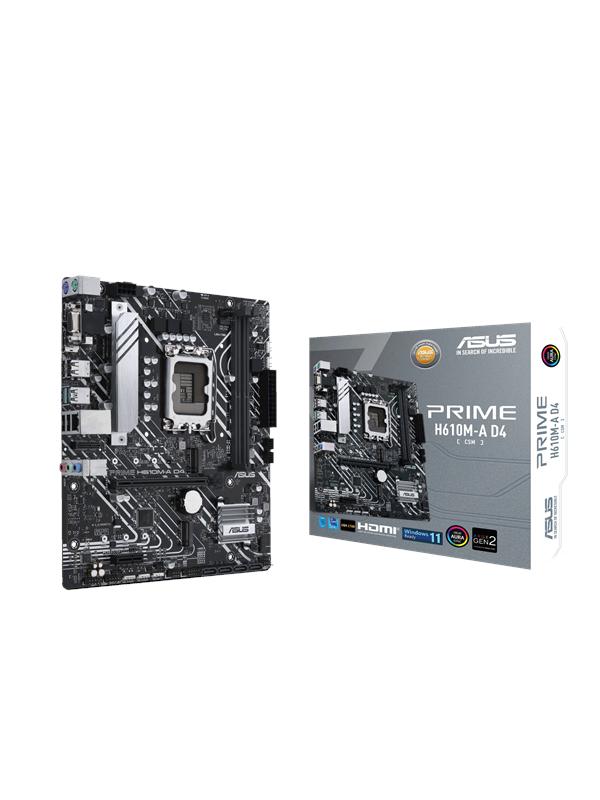 ASUS PRIME H610M-A D4-CSM Mainboard - Intel H610 - Intel LGA1700 socket - DDR4 RAM - Micro-ATX