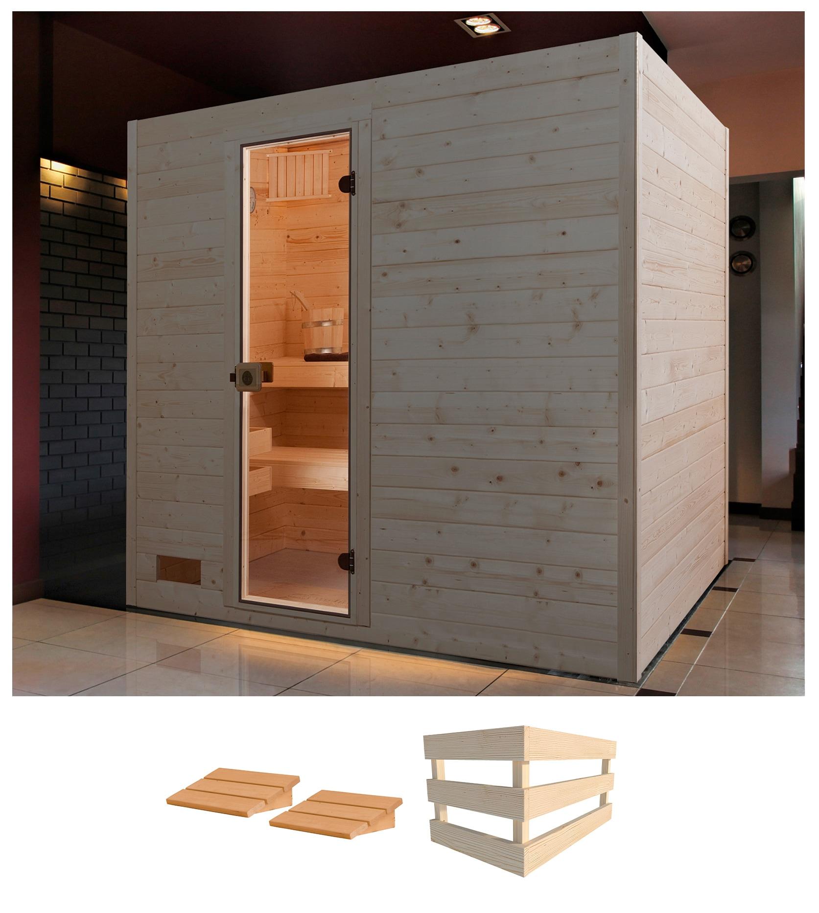 Sauna WEKA "Valida 4", beige (natur), ohne Ofen, (ohne Ofen), Saunen, ohne Ofen