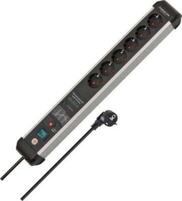 Brennenstuhl Überspannungsschutz-Steckdosenleiste Premium-Protect-Line 60.000A, 6-fach, Aluminium, 3m Kabel, schwarz/silber