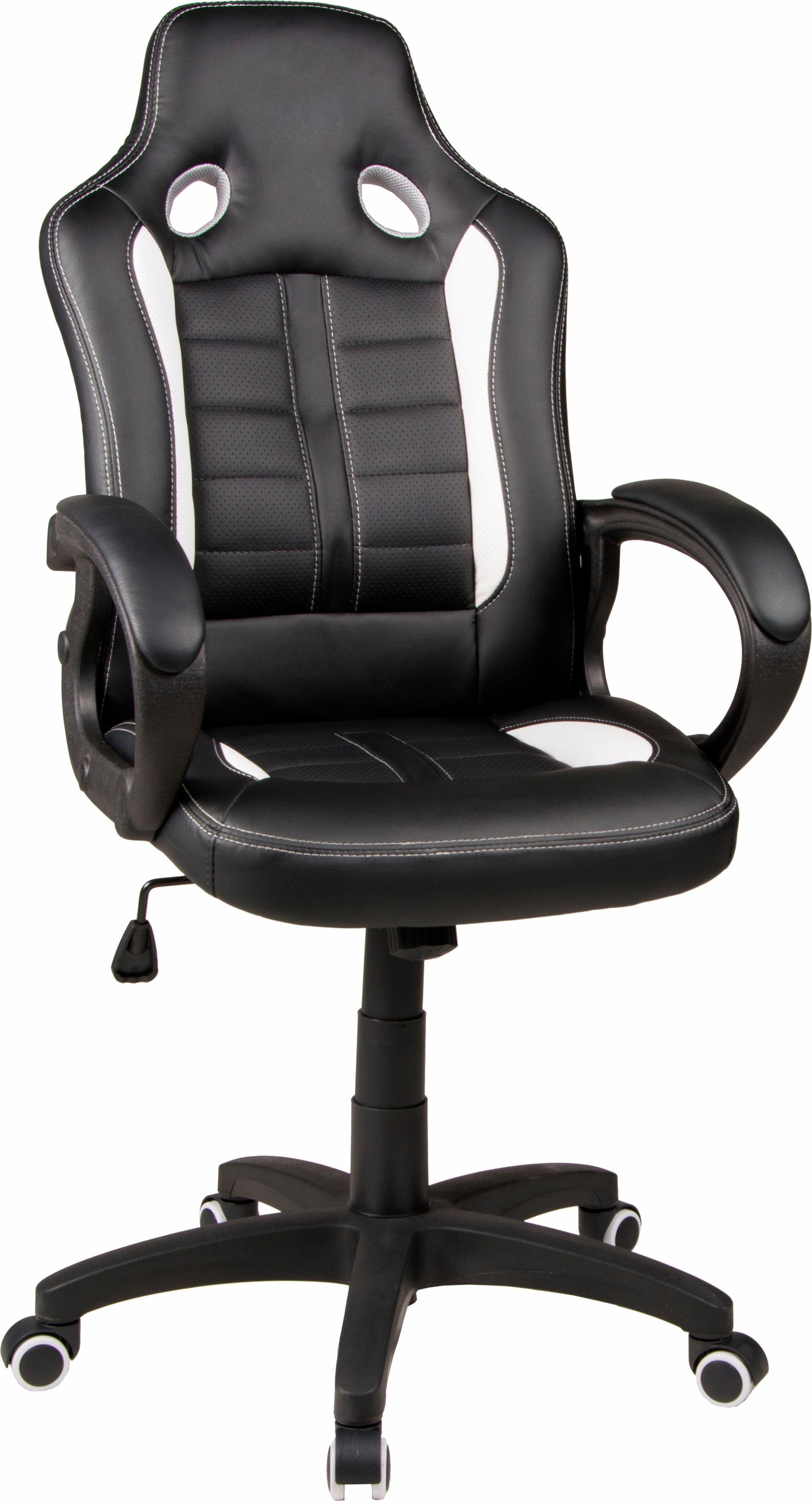 Gaming-Stuhl DUO COLLECTION “Fabio”, schwarz-weiß (schwarz, weiß, hellgrau), Kunstleder Netzstoff, Stühle, Gaming-Stuhl, mit gepolsterten