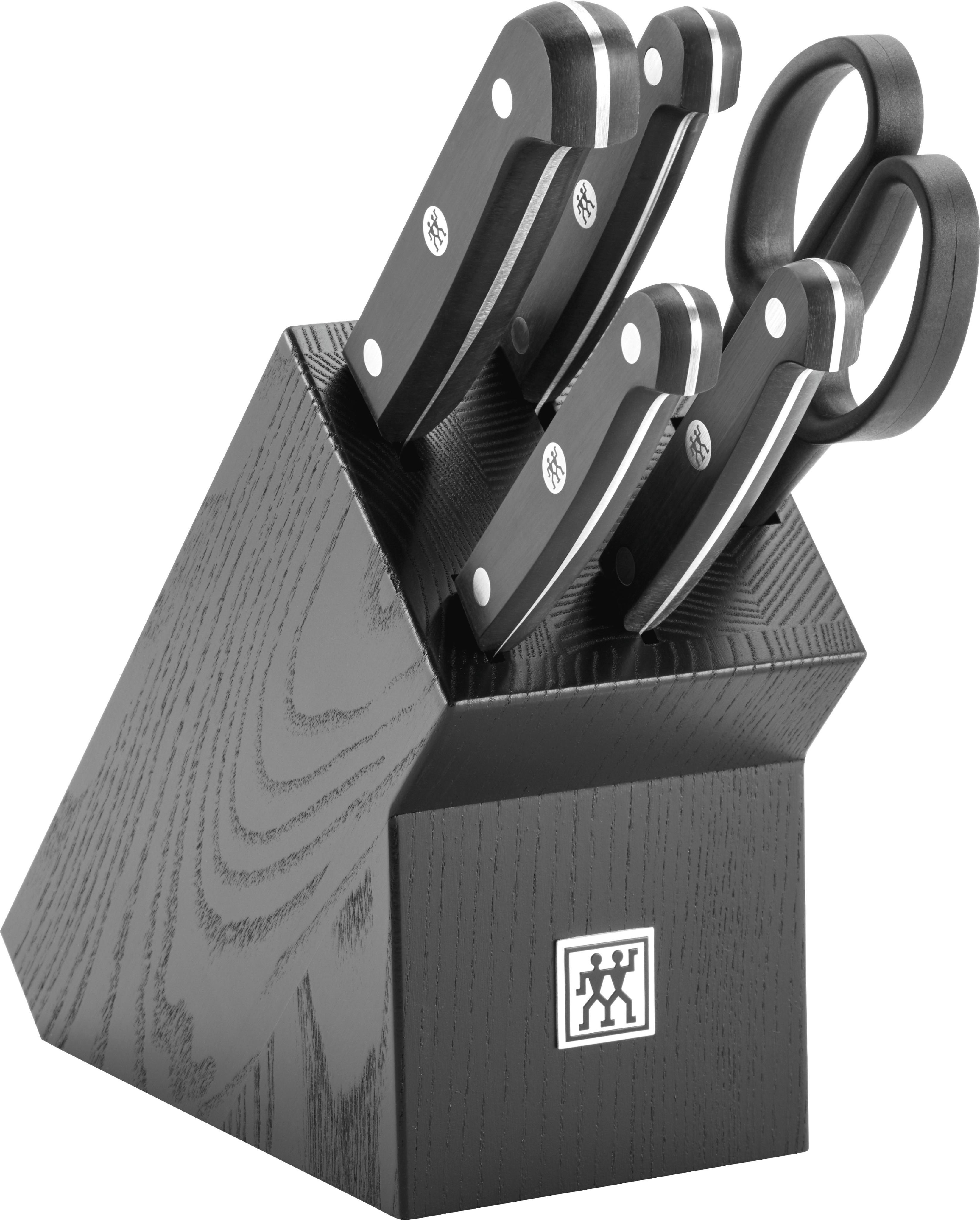 Messerblock ZWILLING "Gourmet", schwarz, B:9cm, Messerblöcke, Messerblock, Messerblock mit 4 Messern + 1 Schere, Buche, Sonderschmelze, Schwarz
