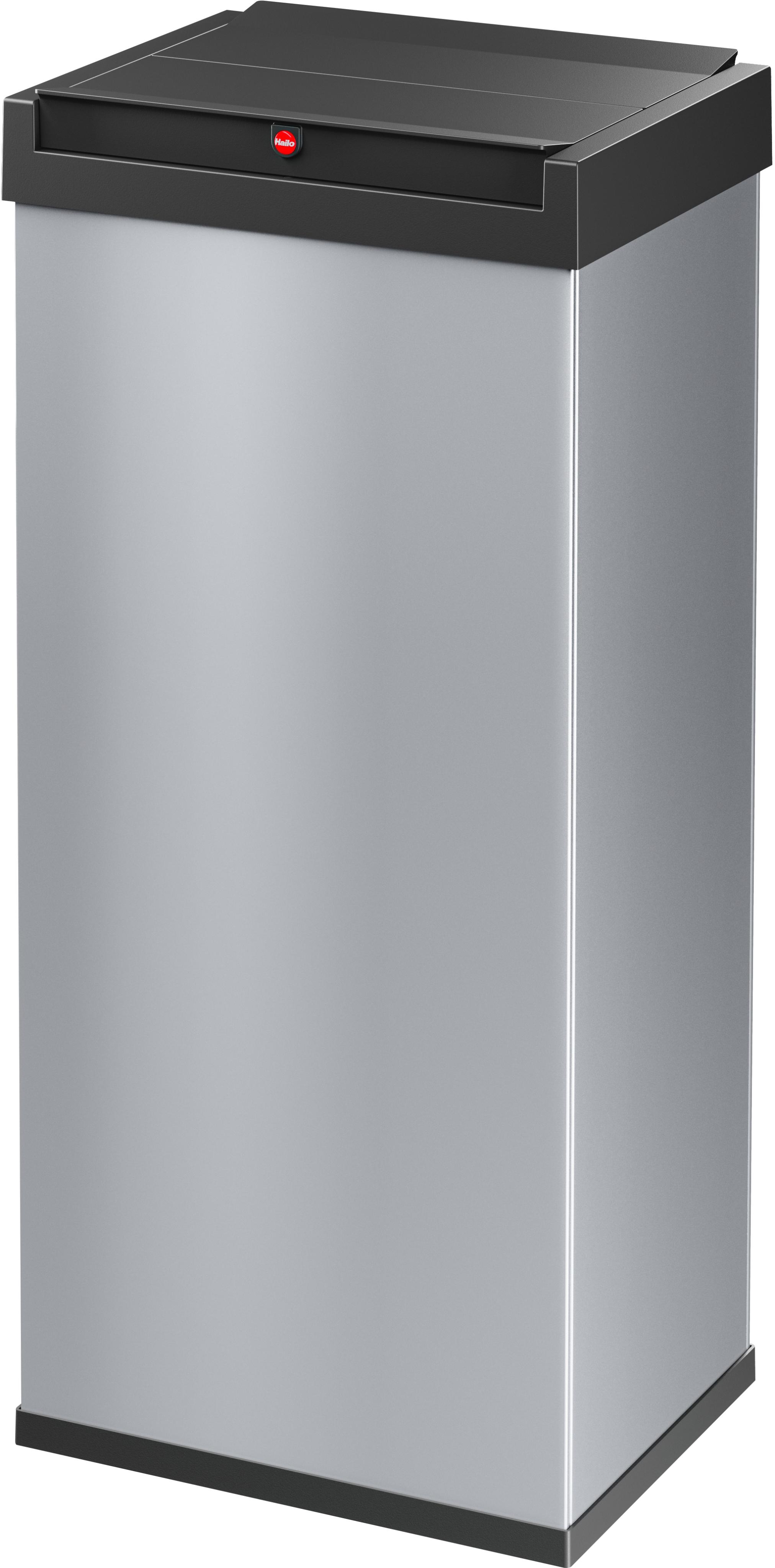 Mülleimer HAILO "Big-Box Swing XL", grau (aluminiumfarben, schwarz), B:33,9cm H:76,3cm T:26cm, Metall, Mülleimer, Mülleimer, 52 l, Stahlblech o. Edels
