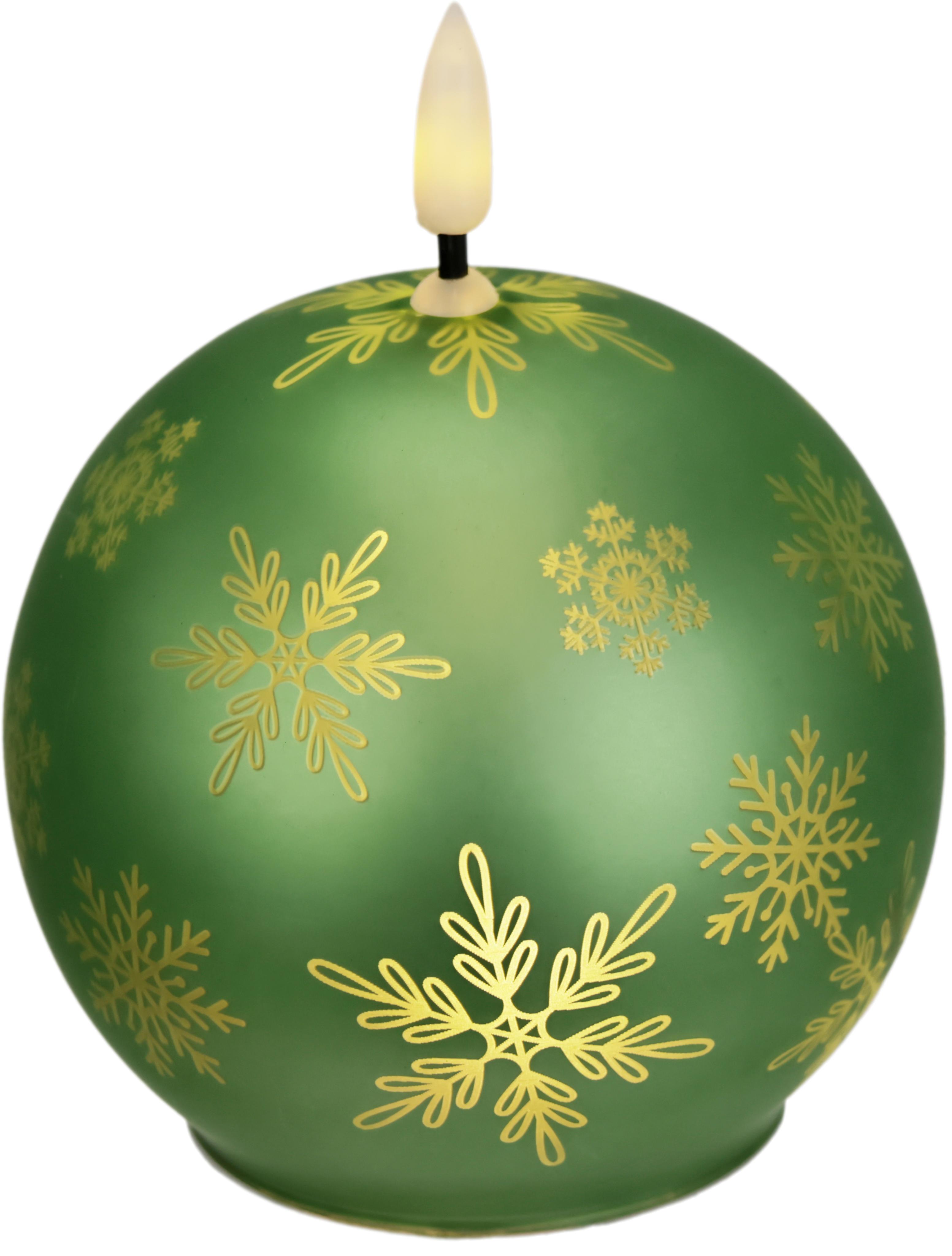 LED-Kerze I.GE.A. "Kugel-Kerze A", grün, B:10cm H:12cm, Glas, Kerzen, LED-Kerze, aus Glas batteriebetrieben mit Timer Adventskranz Adventskerzen