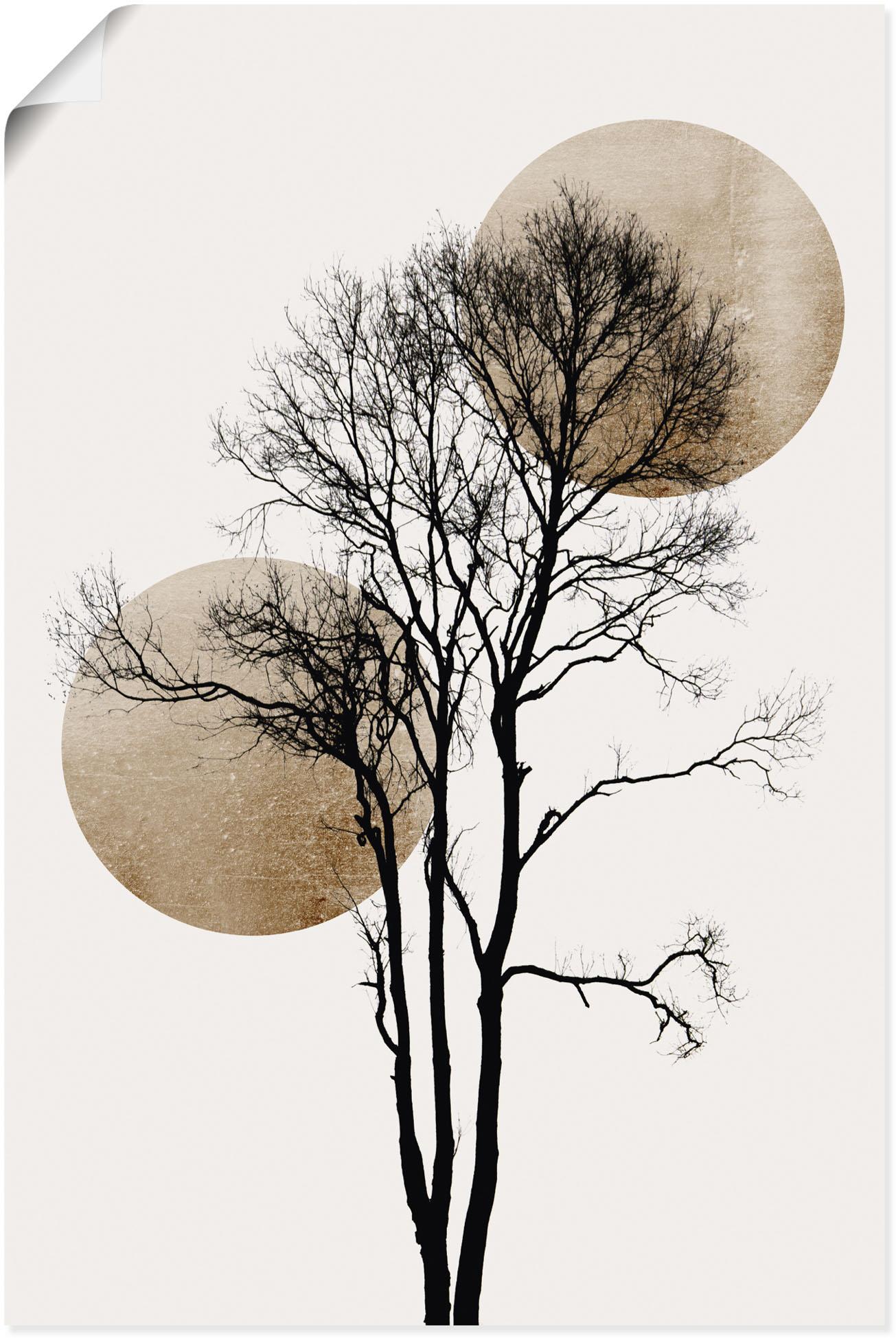 Wandbild ARTLAND "Sonne und Mond versteckt", grau (farbe bild(er): grau), B:40cm H:60cm, Bilder, als Alubild, Leinwandbild, Poster in verschied.