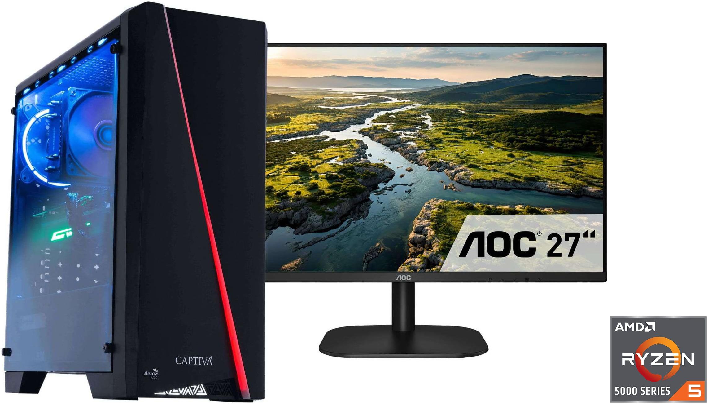 CAPTIVA Gaming-PC-Komplettsystem “Advanced Gaming R85-988 TFT Bundle”, Energieeffizienz: F (A-G), schwarz, Microsoft Windows 11 Home (64