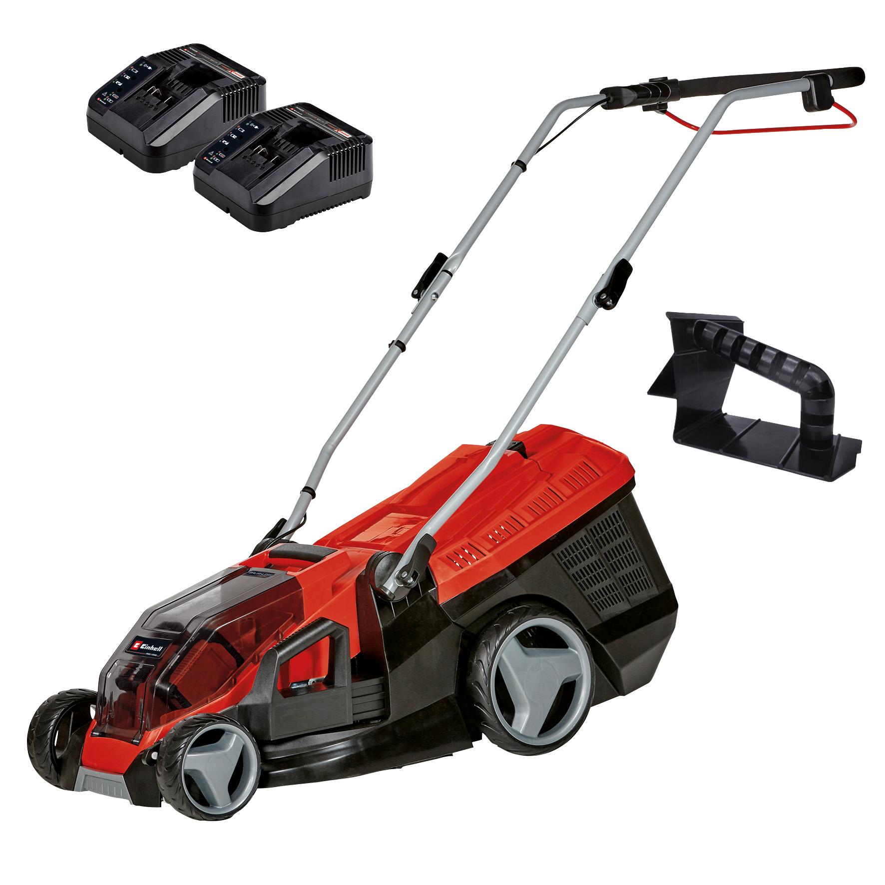 Akkurasenmäher EINHELL “GE-CM 36/36 Li M Kit”, rot (rot, schwarz), Rasenmäher, 2×4,0Ah