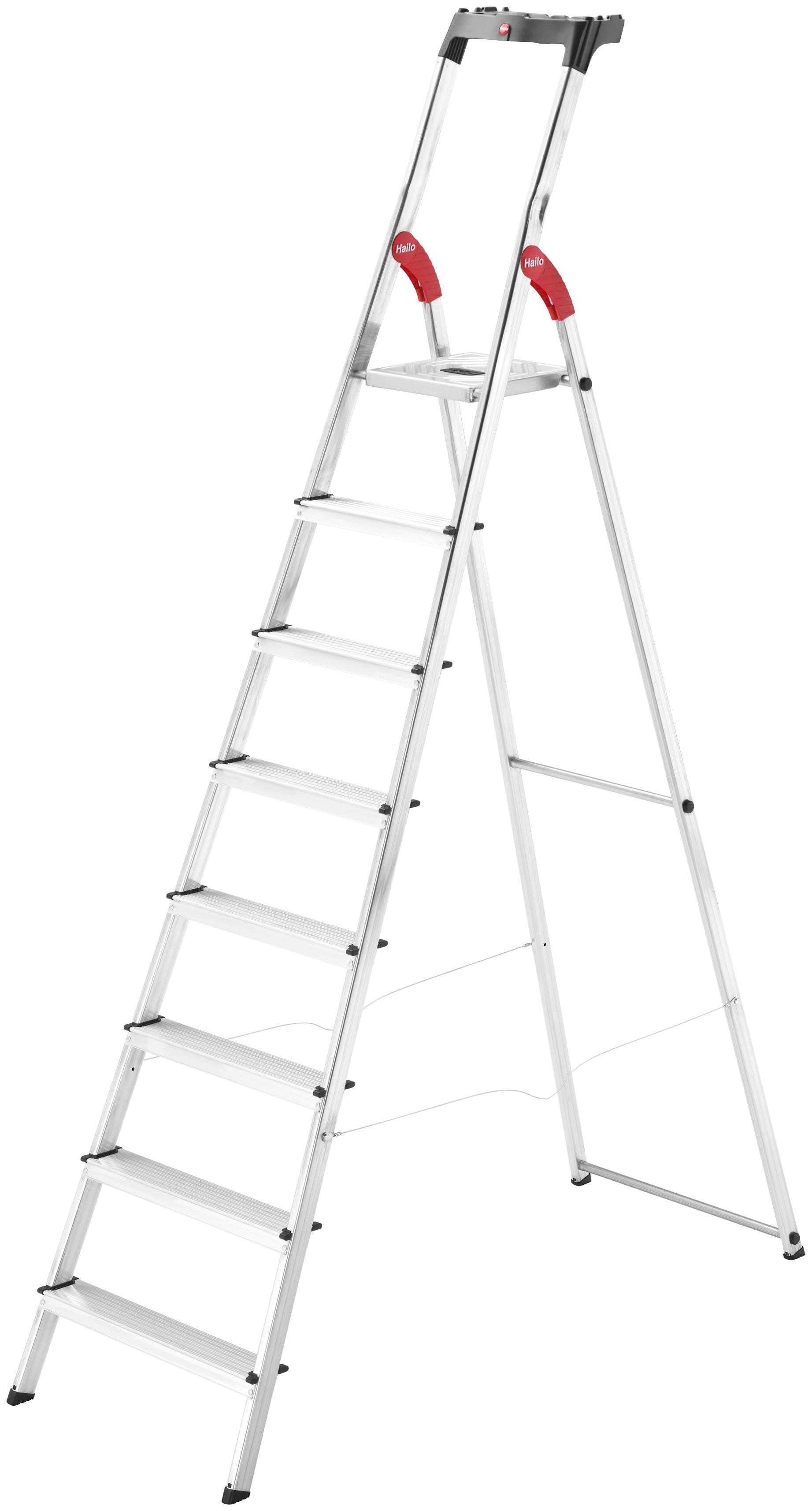 Stehleiter HAILO "L60 StandardLine", grau (aluminiumfarben), B:56cm H:253cm L:13cm, Aluminium, Leitern, Alu-Sicherheits-Stehleiter 8 Stufen