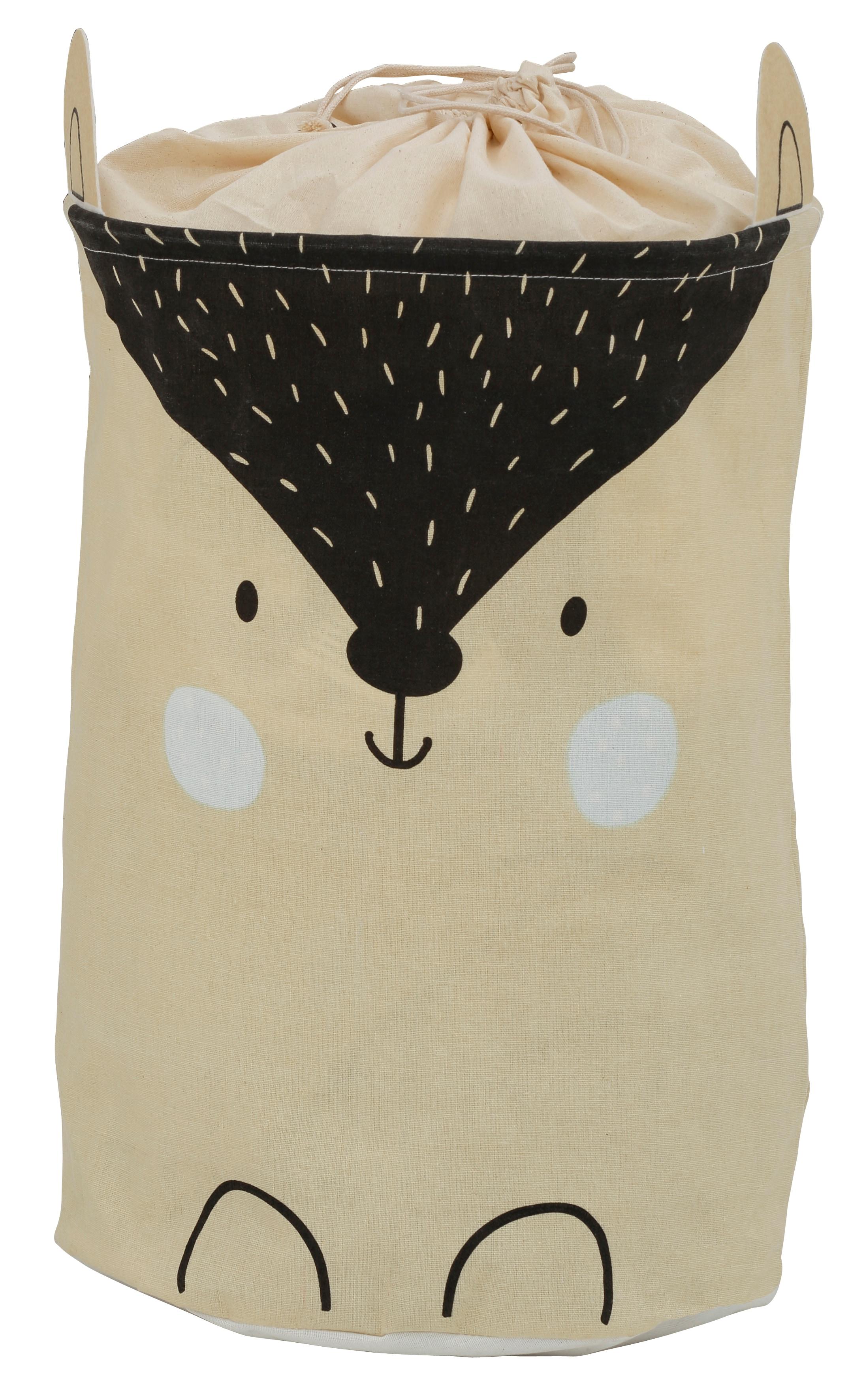 Wäschesack OTTO HOME "Millisy", beige (natur), B:35cm H:50cm T:35cm Ø:35cm, Baumwolle, Polyester, Wäschesammler, mit Igel-Motiv, Höhe ca. 50 cm