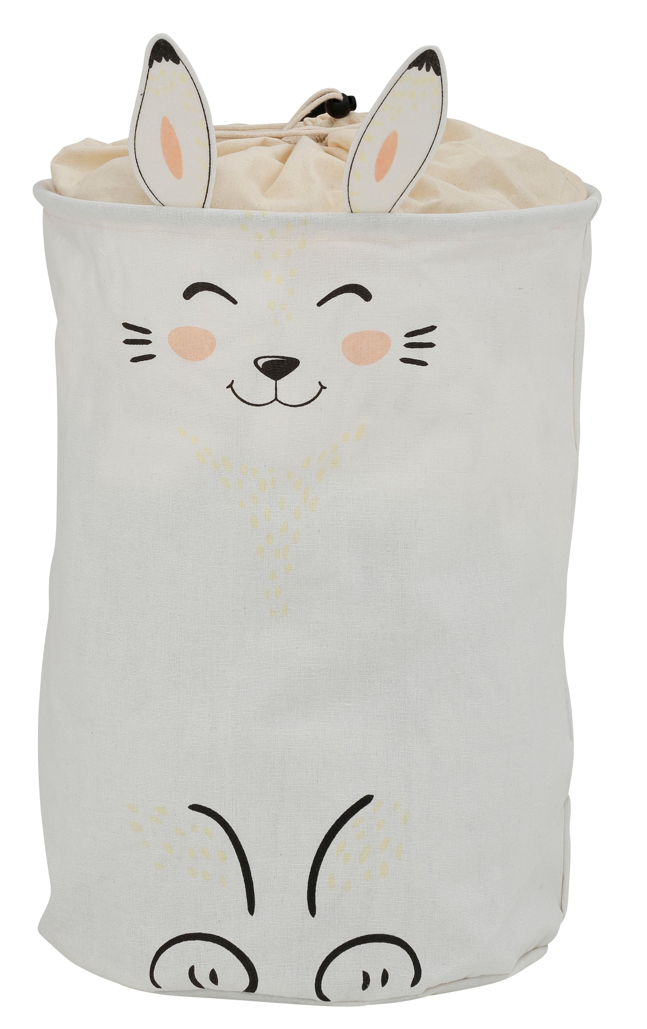 Wäschesack OTTO HOME "Millisy", gelb, B:35cm H:50cm T:35cm Ø:35cm, Baumwolle, Polyester, Wäschesammler, mit Hasen-Motiv, Höhe ca. 50 cm