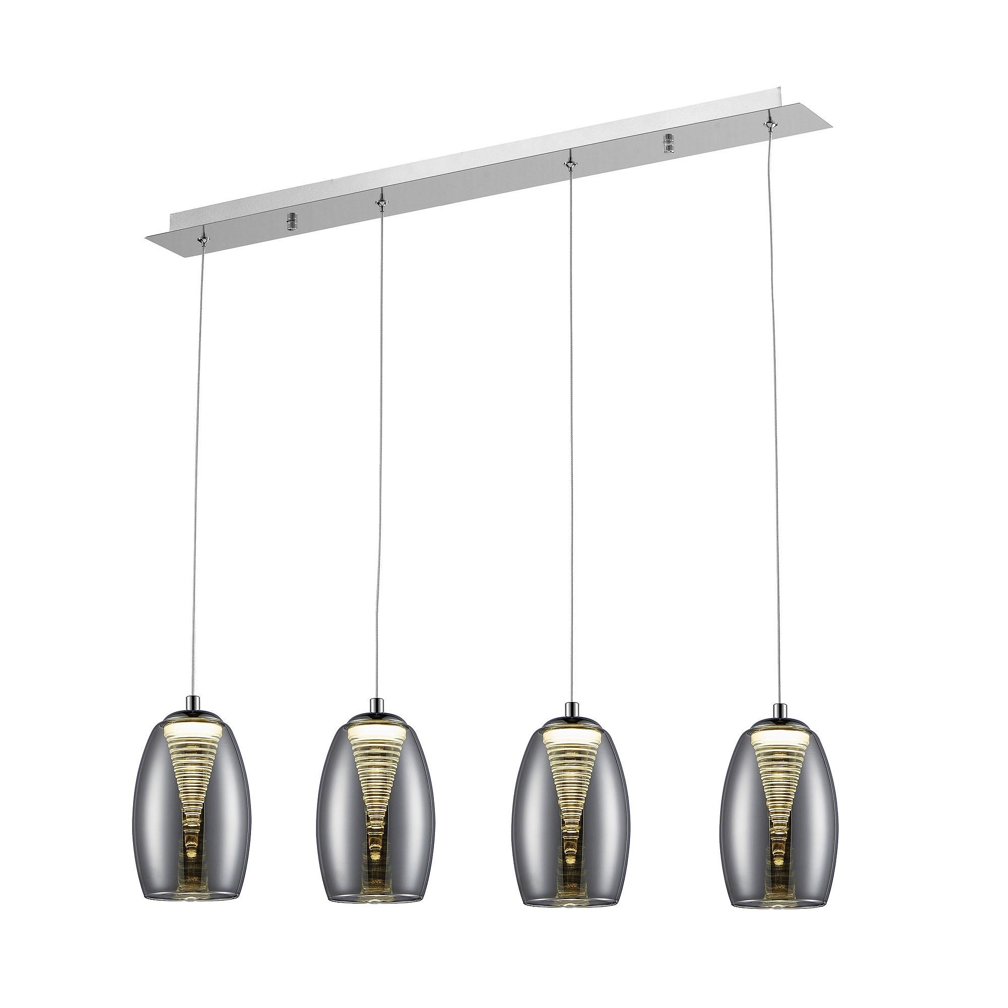 BRILLIANT Pendelleuchte "Metropolis", grau (chrom, rauchglas), 4, H: 121cm, 1 Stk., Leuchten, LED Hängelampe 4flg chrom/rauchglas easyDim, Pendelleuch