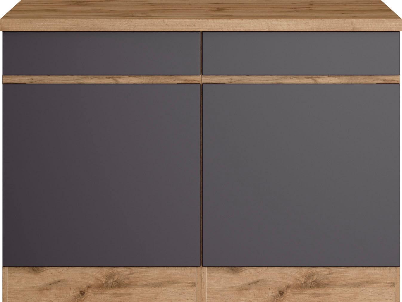Unterschrank KOCHSTATION "KS-Riesa", grau (matt grau), B:120cm H:86cm T:60cm, Holzwerkstoff, Schränke, Unterschrank, Breite 120 cm, MDF-Fronten