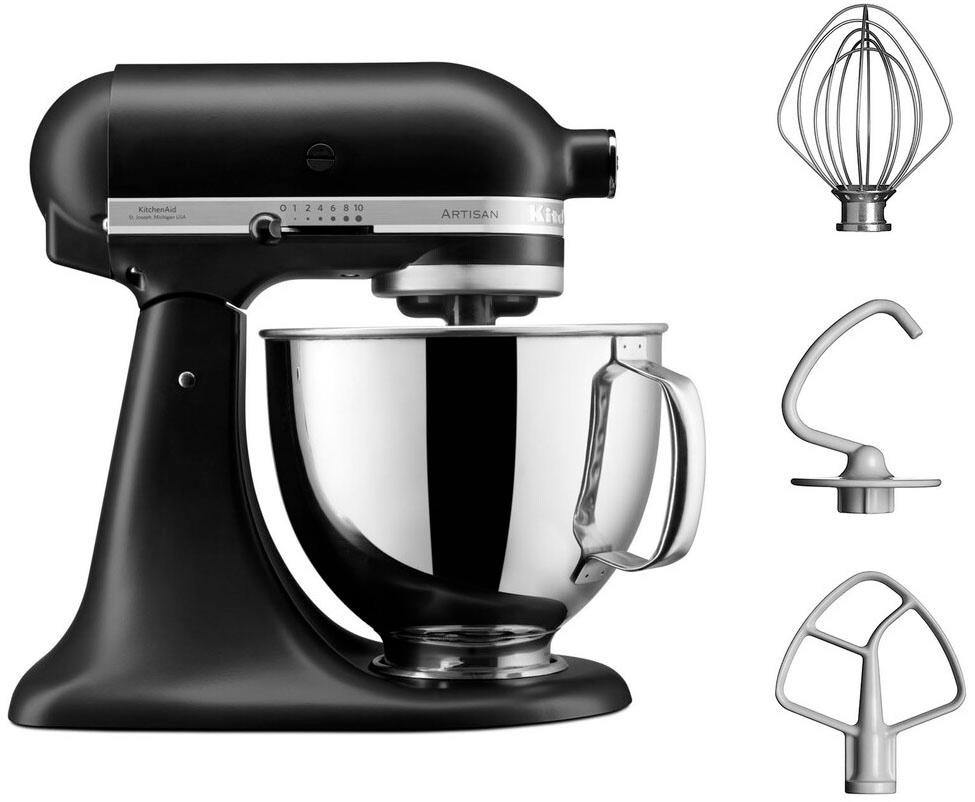 KITCHENAID Küchenmaschine "5KSM125EER", schwarz (matt schwarz), B:24cm H:36cm T:37cm, Küchenmaschinen, Küchenmaschine