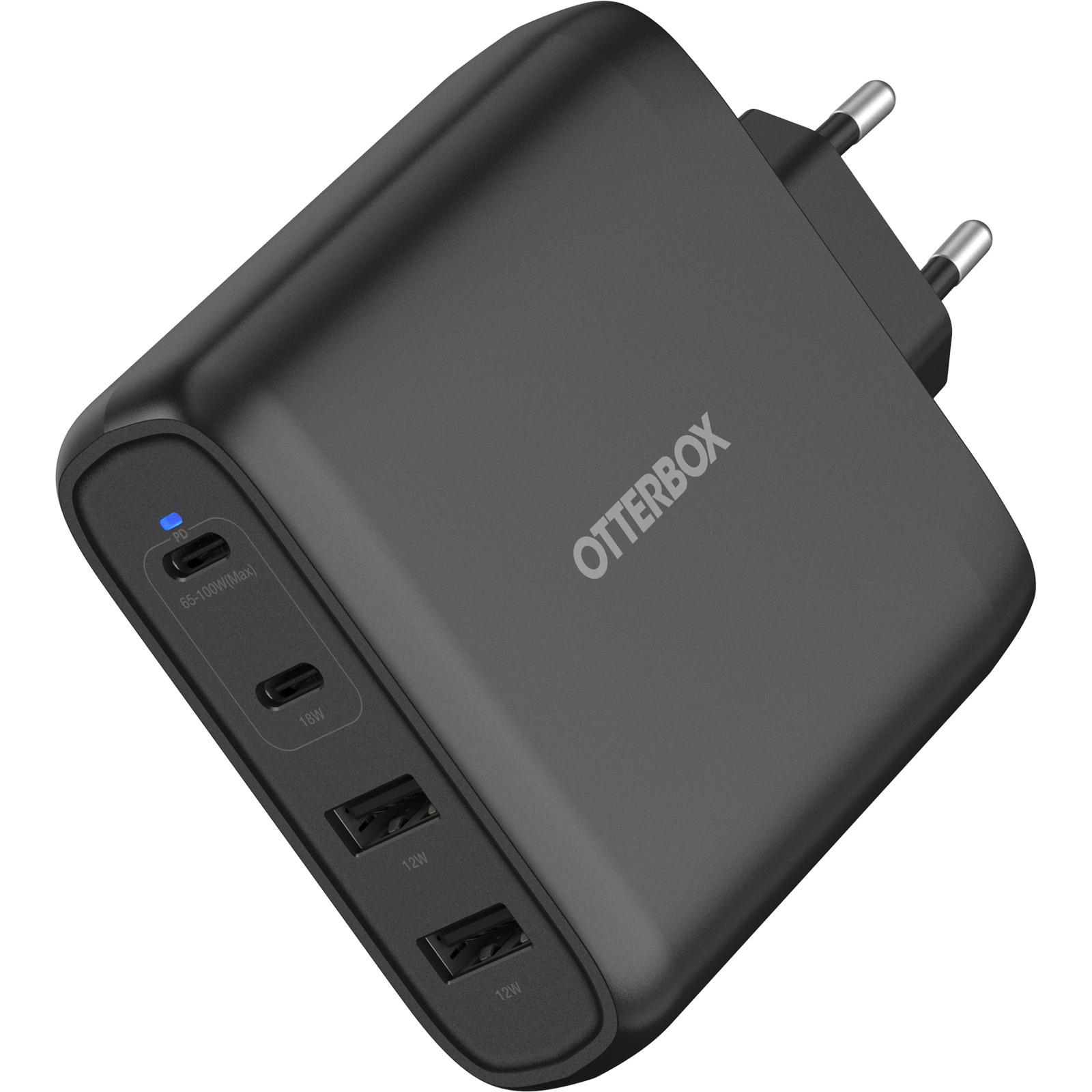 OTTERBOX USB-Ladegerät "Wall Charger 100W GaN 2x USB-C & 2x USB-A", schwarz, B:10,01cm H:4,5cm T:10,01cm, Ladegeräte, USB-Power Delivery (PD), USB-Lad